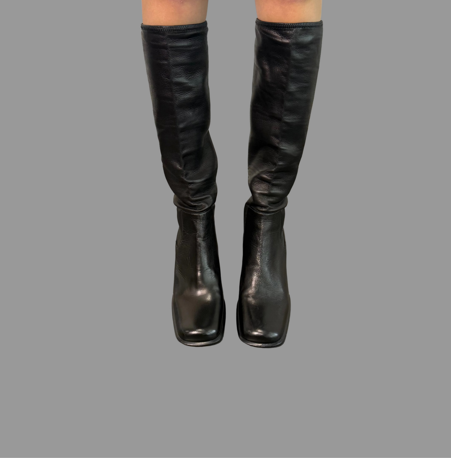 Prada black boots as seen on Carolyn Bessette Kennedy