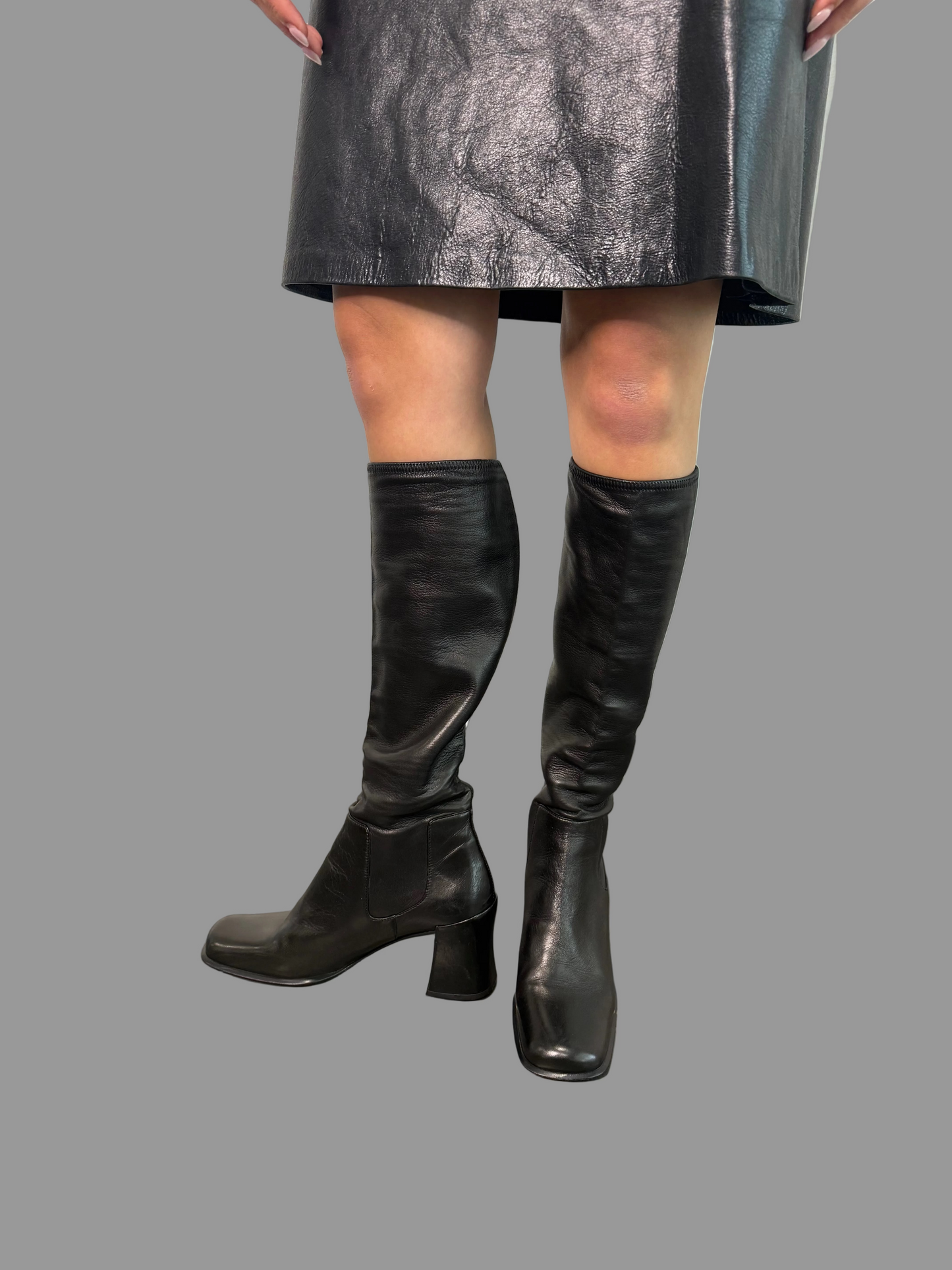 Prada black boots as seen on Carolyn Bessette Kennedy
