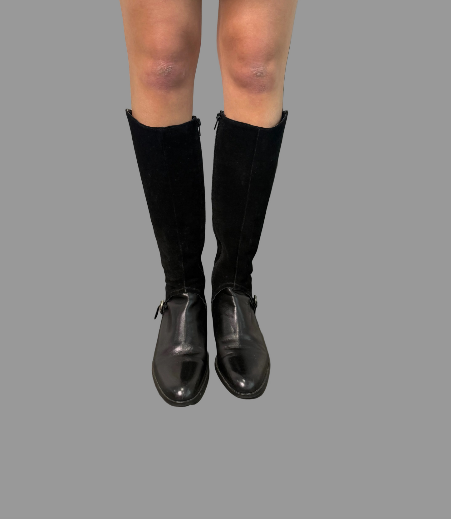 'Barker' Black Leather and Suede boots, Handmade in Italy, 36.5