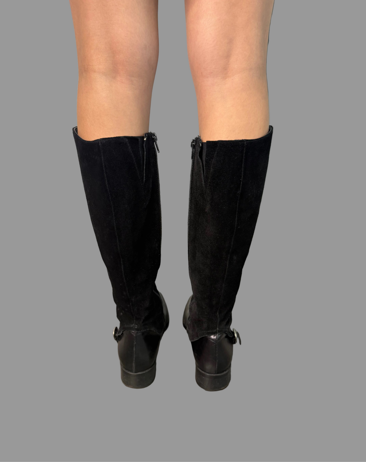 'Barker' Black Leather and Suede boots, Handmade in Italy, 36.5