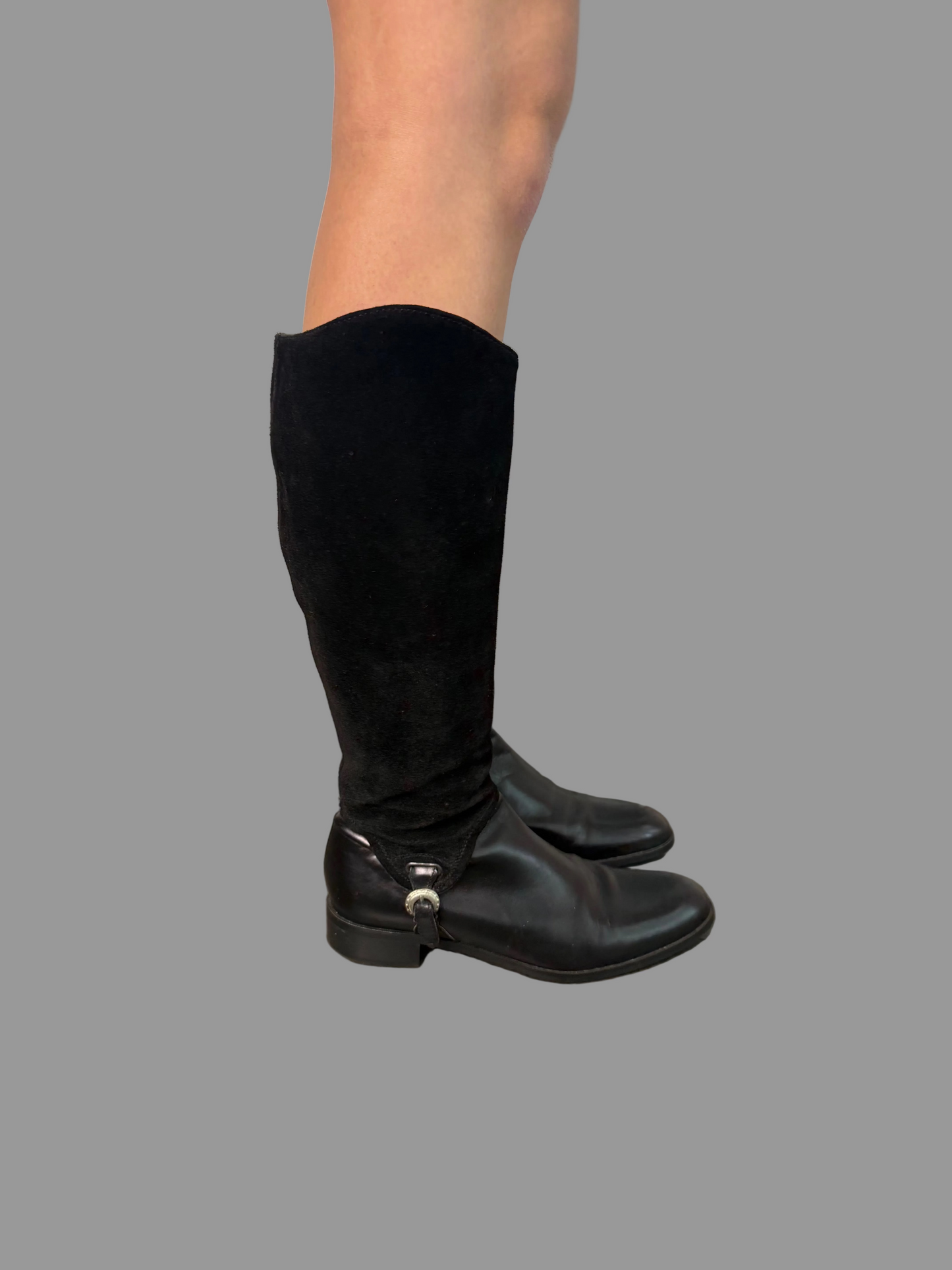 'Barker' Black Leather and Suede boots, Handmade in Italy, 36.5