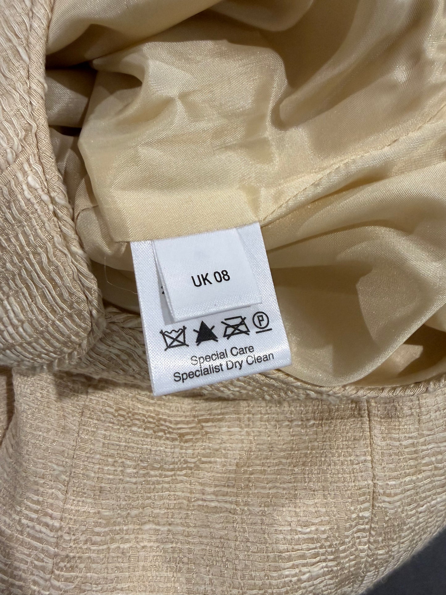 1990s Caroline Charles London Cream Tweed Dress, 8UK