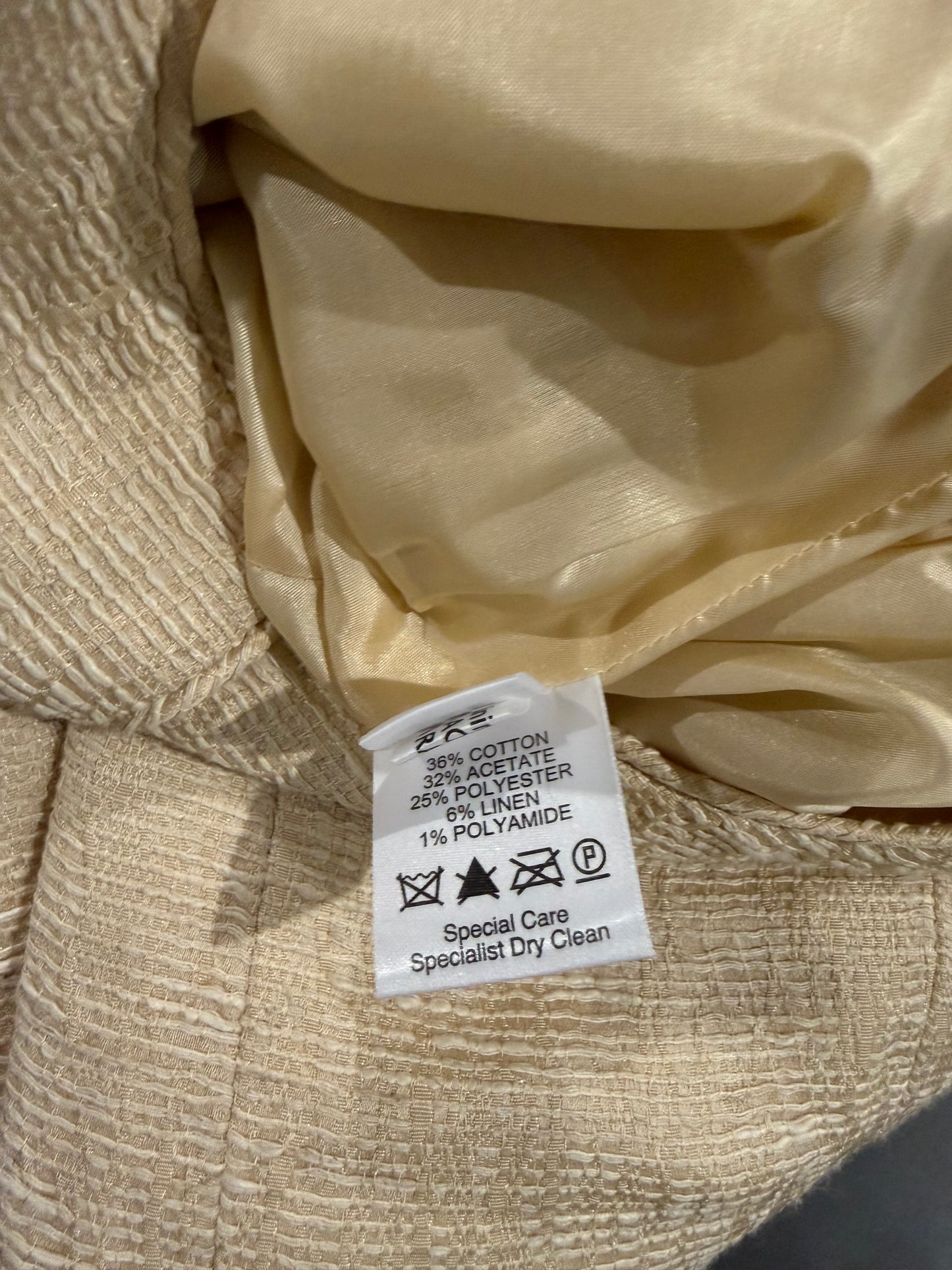 1990s Caroline Charles London Cream Tweed Dress, 8UK