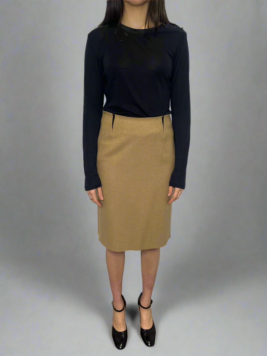 Calvin Klein F/W Runway 1999 Cashmere & Wool Camel Skirt