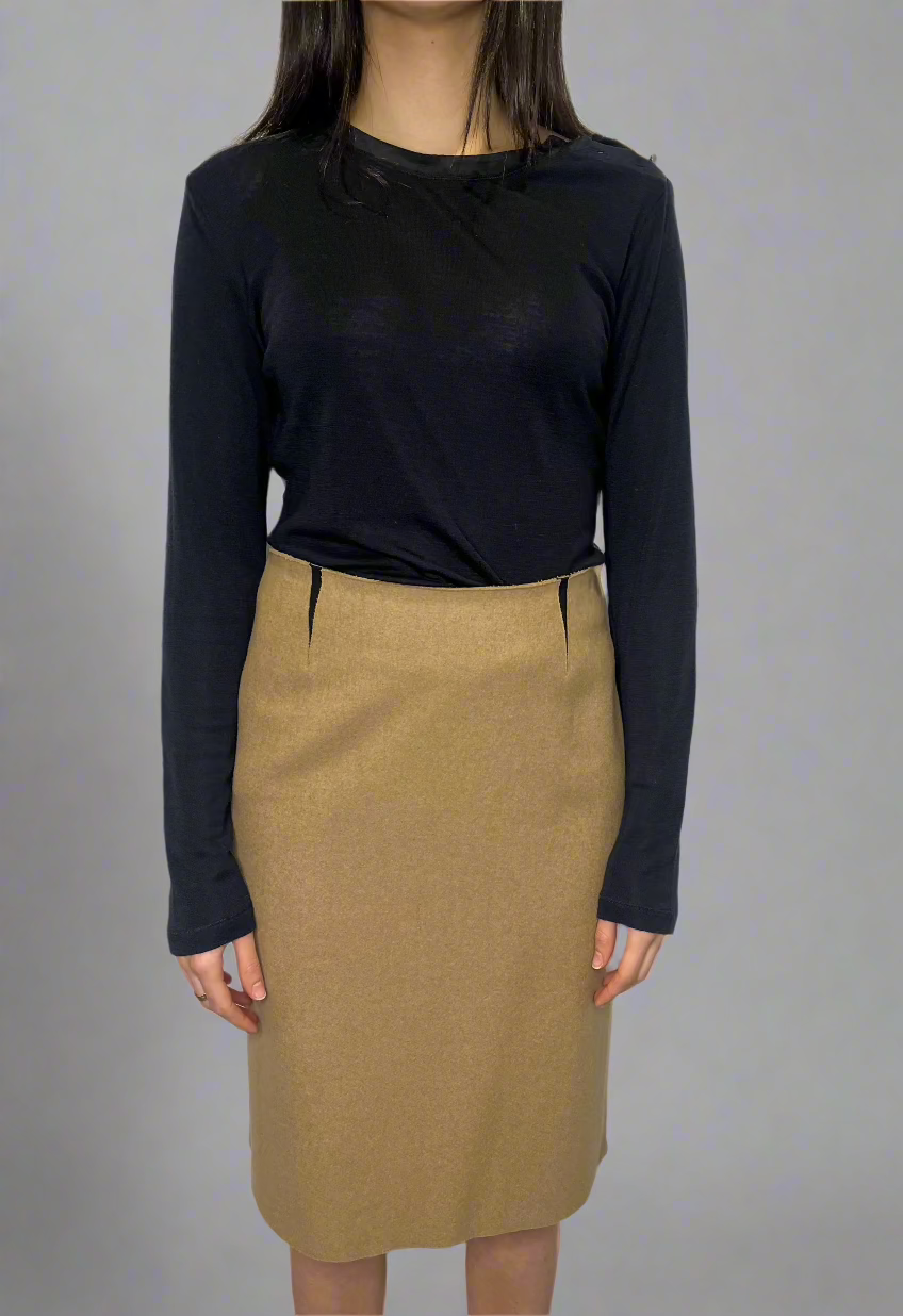 Calvin Klein F/W Runway 1999 Cashmere & Wool Camel Skirt