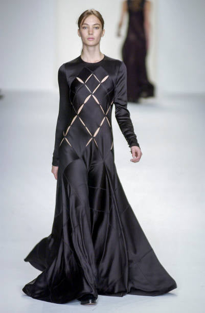Calvin Klein FW 2002 Silk Black Cutout Finale Gown