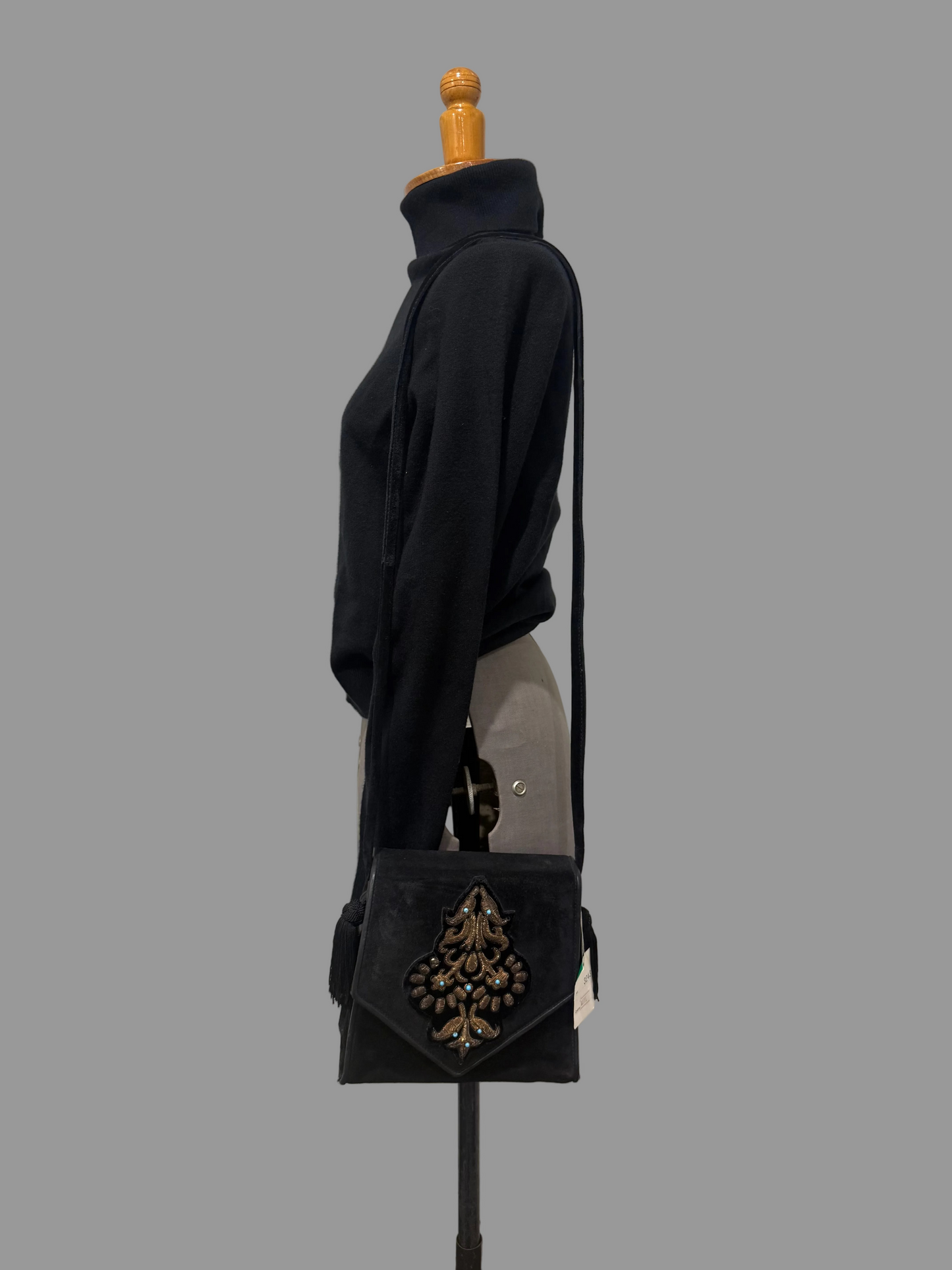 1980s Roberto Ricci Velvet Crossbody Bag with Tassels, Made in Italy