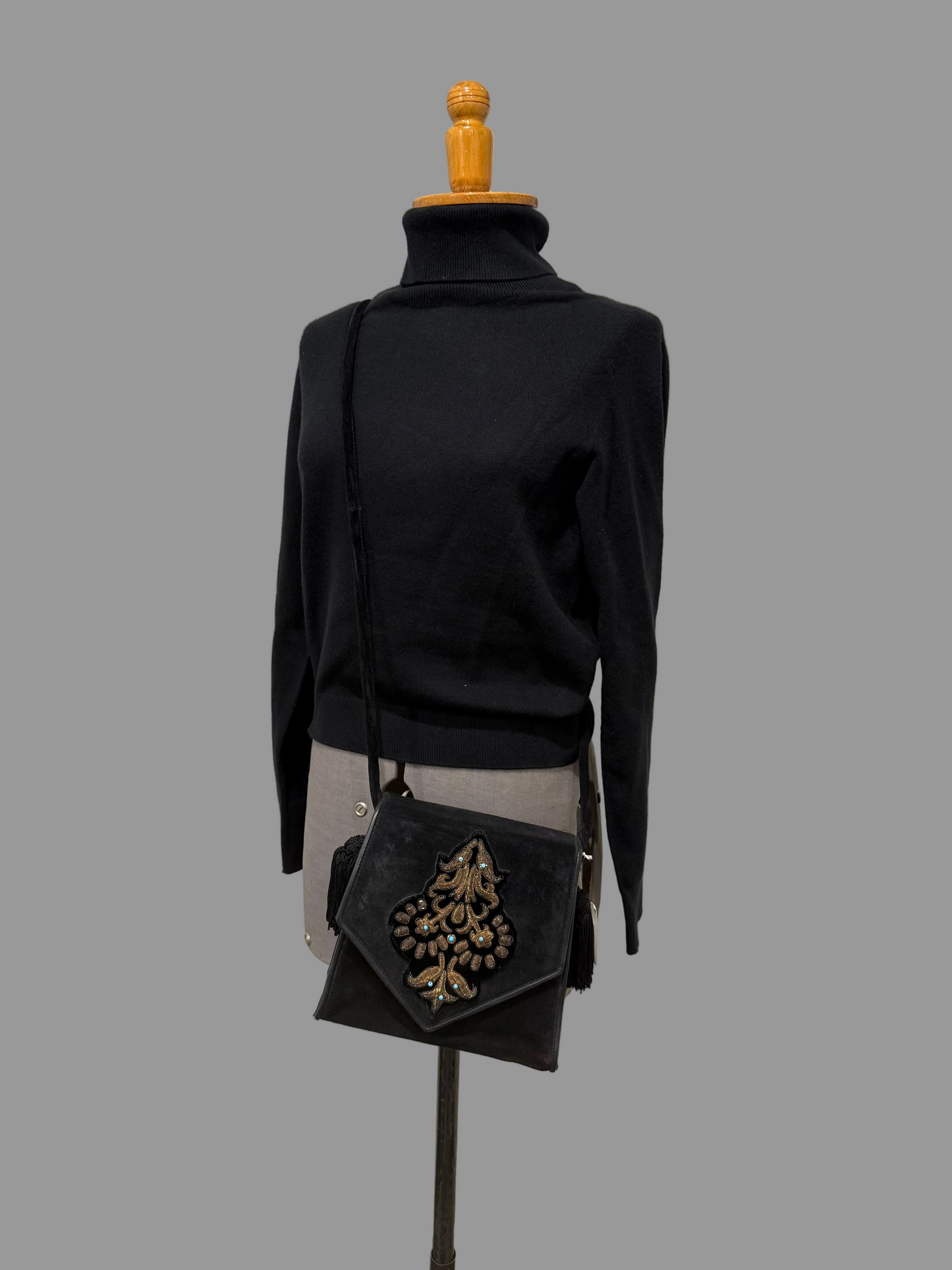 1980s Roberto Ricci Velvet Crossbody Bag with Tassels, Made in Italy