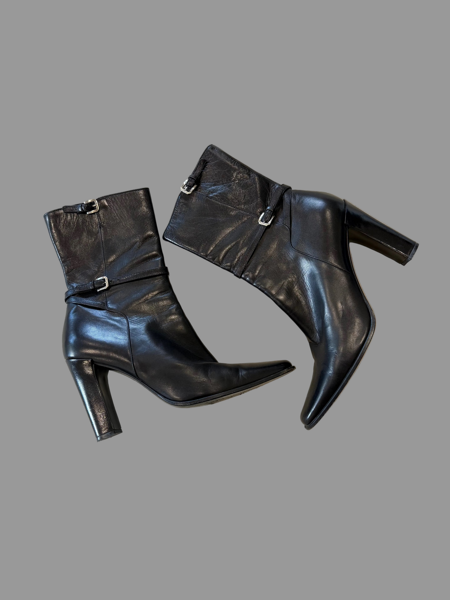 Jil Sander Vintage Buckle Heeled Black Boots, 41