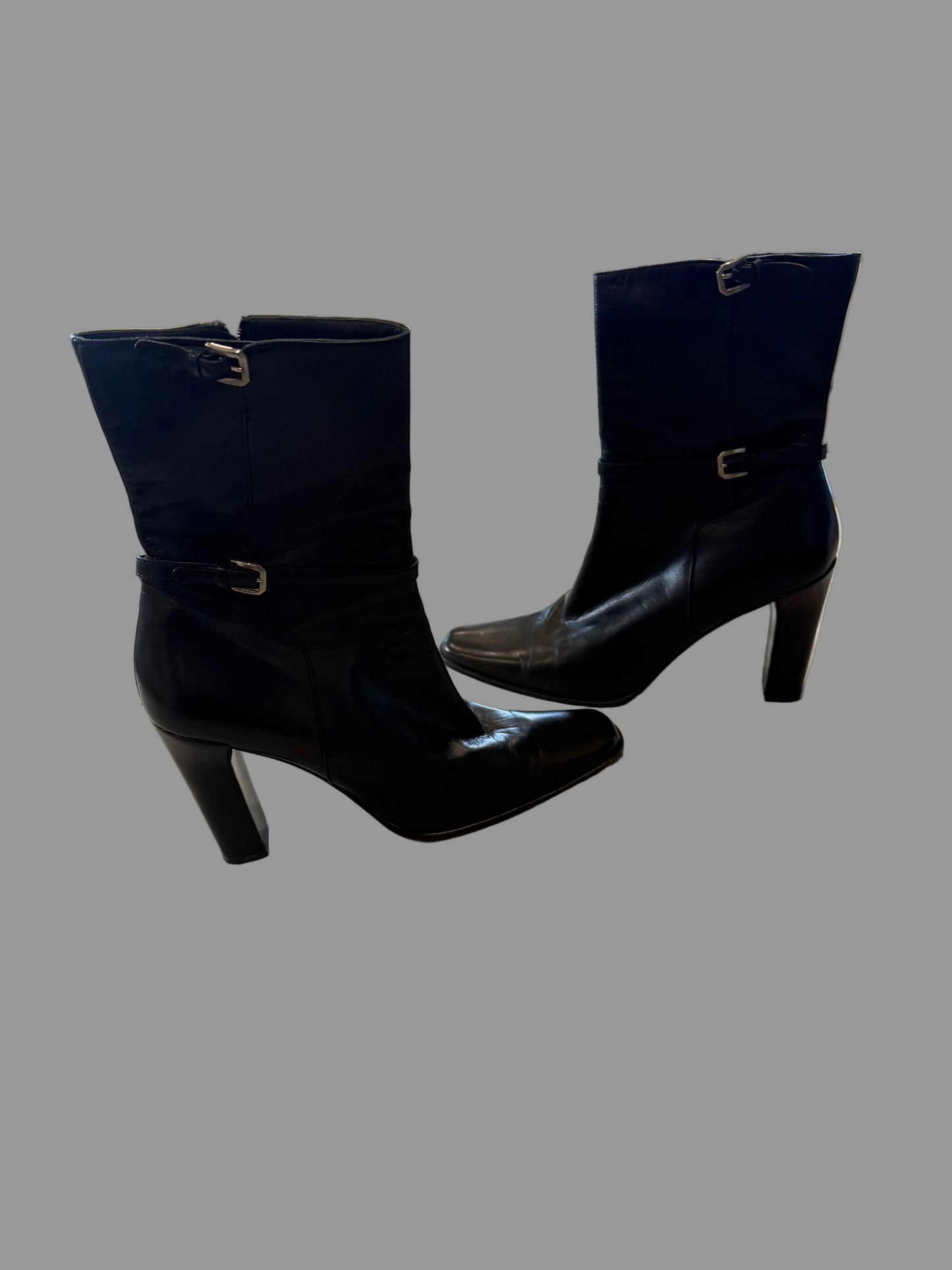 Jil Sander Vintage Buckle Heeled Black Boots, 41