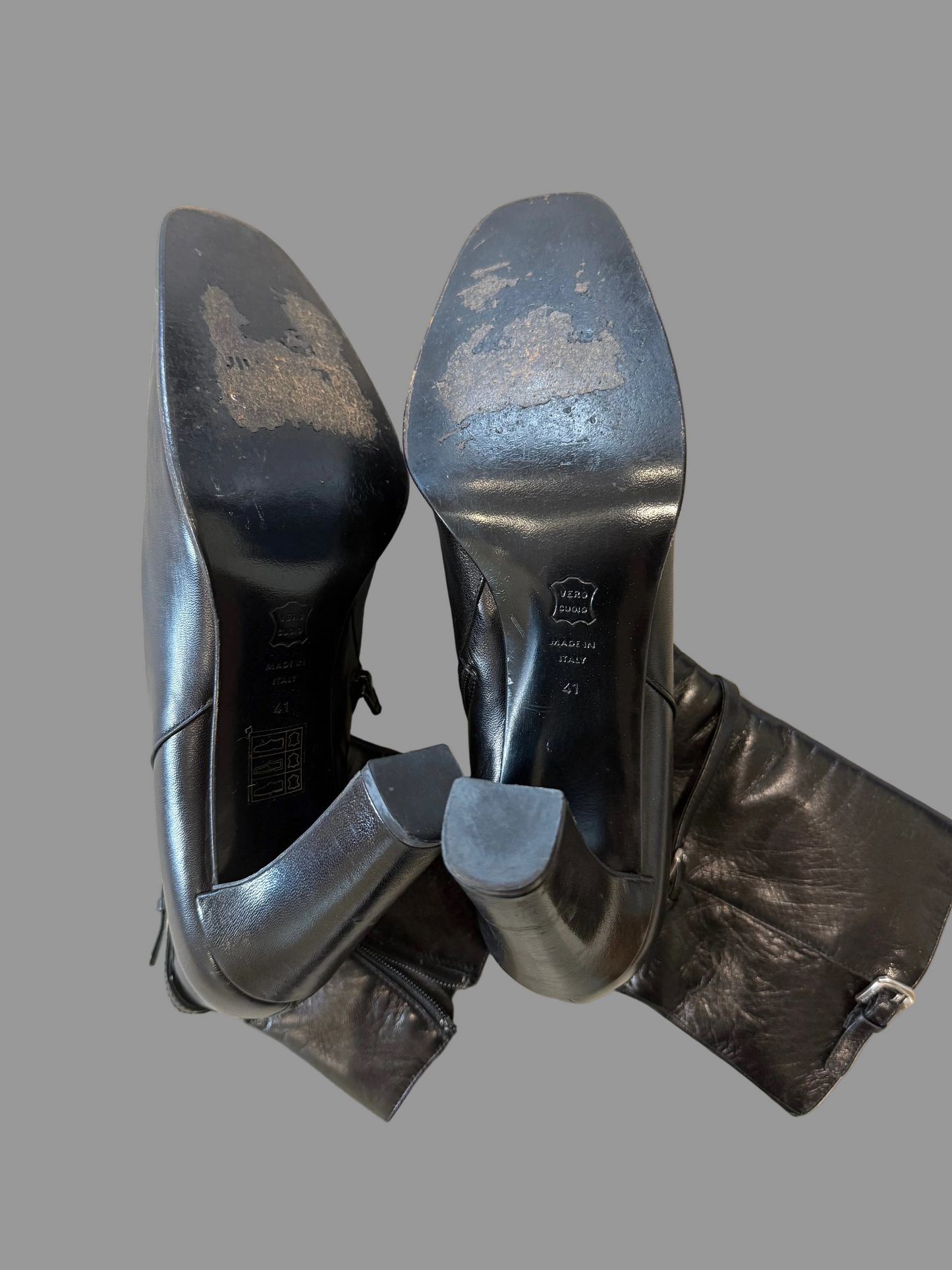 Jil Sander Vintage Buckle Heeled Black Boots, 41