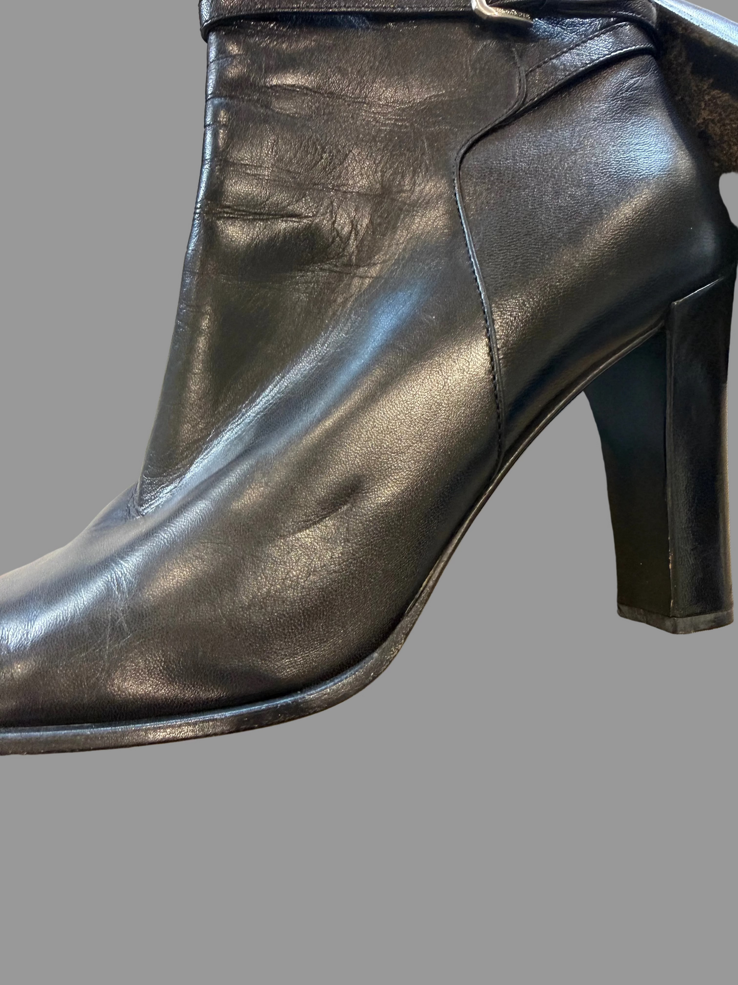 Jil Sander Vintage Buckle Heeled Black Boots, 41