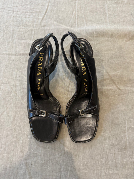 Prada 1990s Heeled Sandals, 39