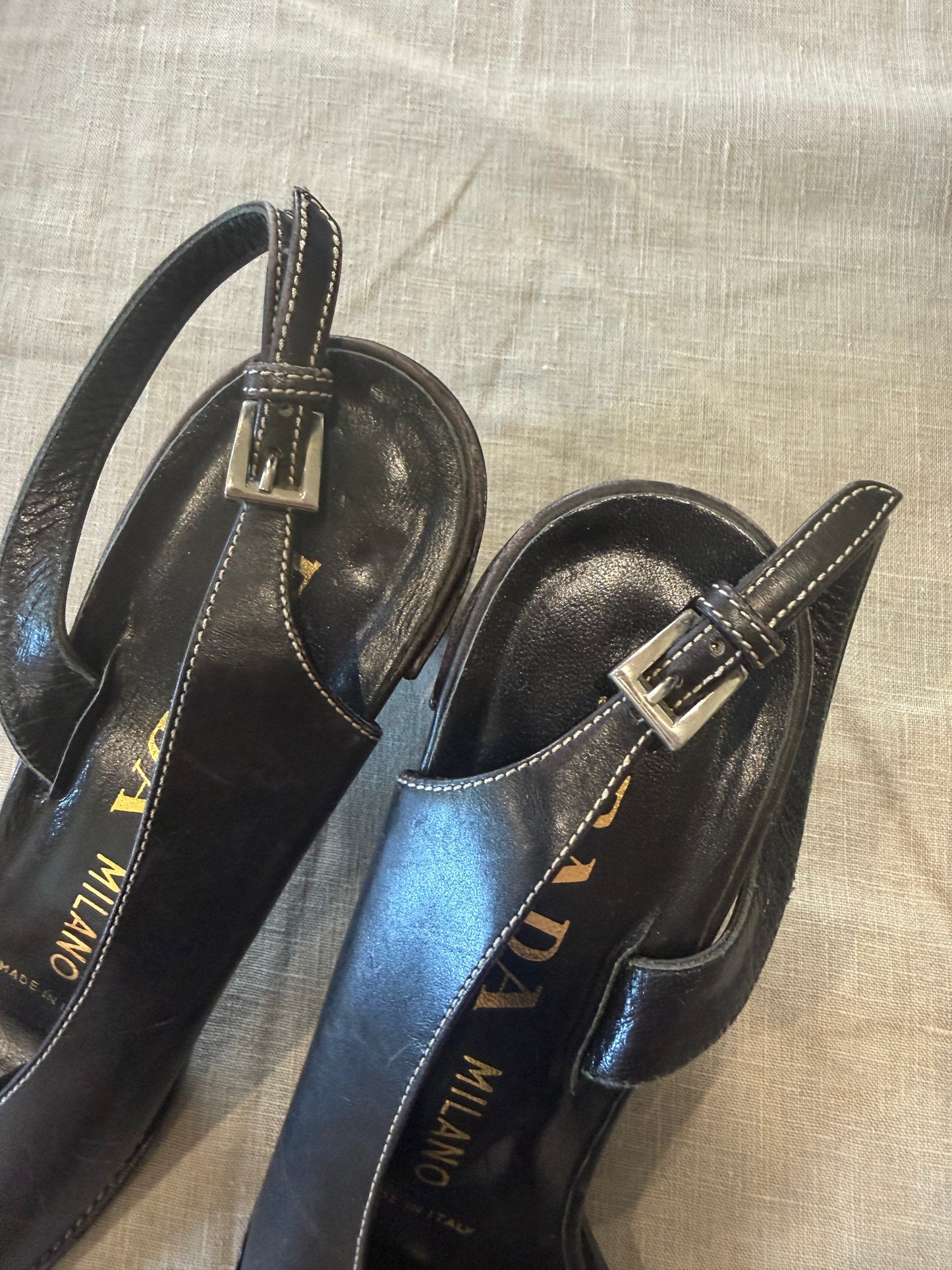 Prada 1990s Heeled Sandals, 39