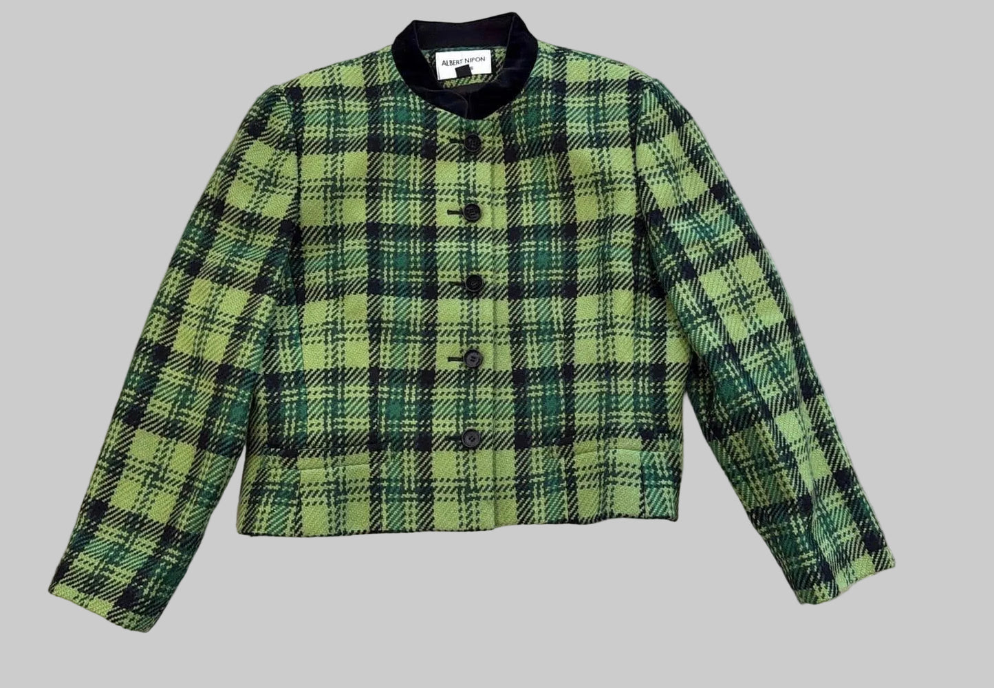 Vintage Albert Nipon Green Plaid Jacket, 14 UK