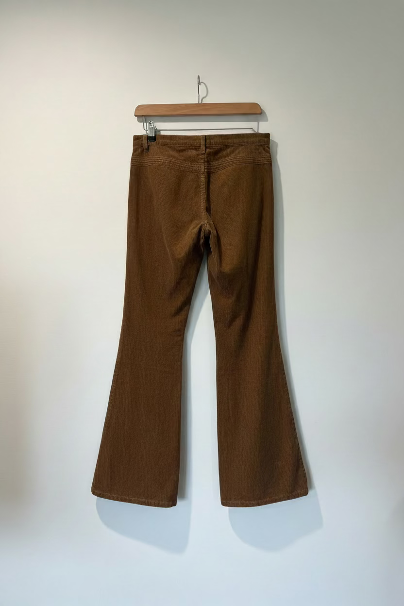 Rare Katayone Adeli Corduroy Brown Flare Pants, 6 US