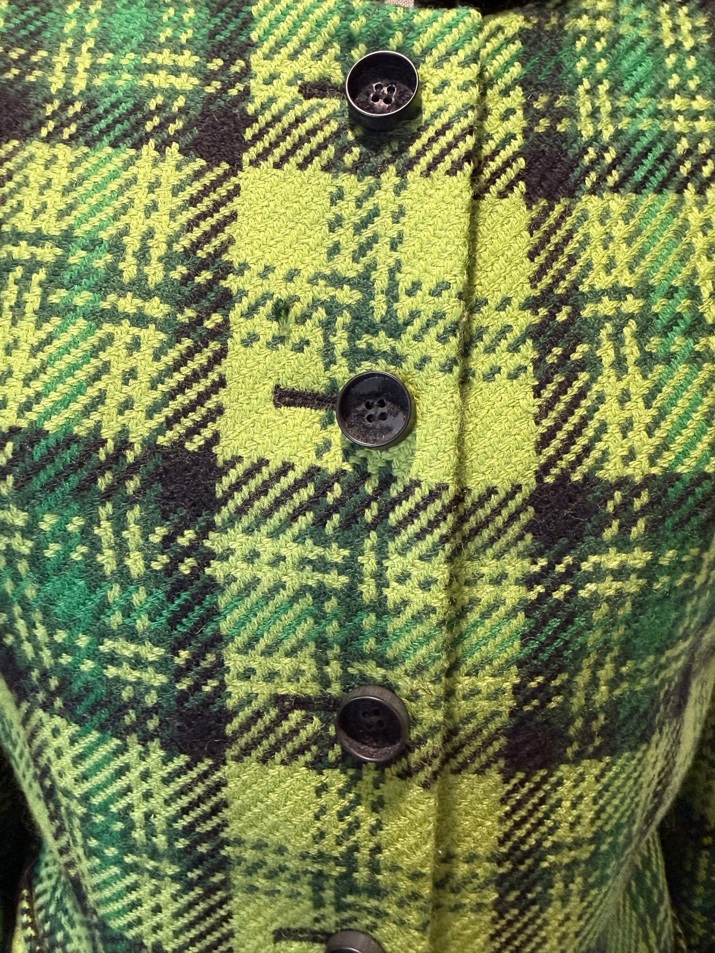 Vintage Albert Nipon Green Plaid Jacket, 14 UK