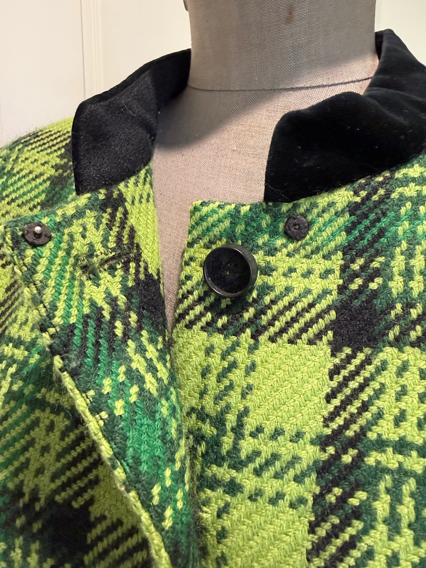 Vintage Albert Nipon Green Plaid Jacket, 14 UK