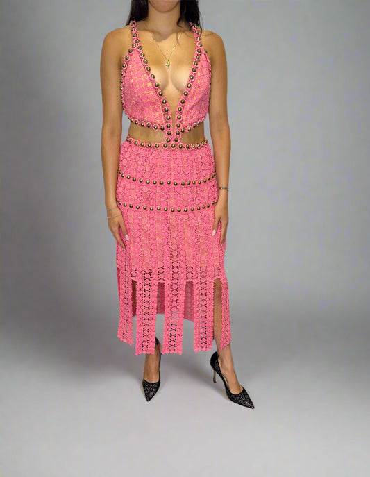 Thurley Pink Cut Out Fringe Dress, BNWT