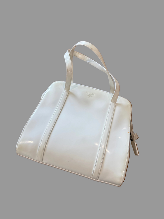Vintage Prada White Spazzalato Bag, 1995