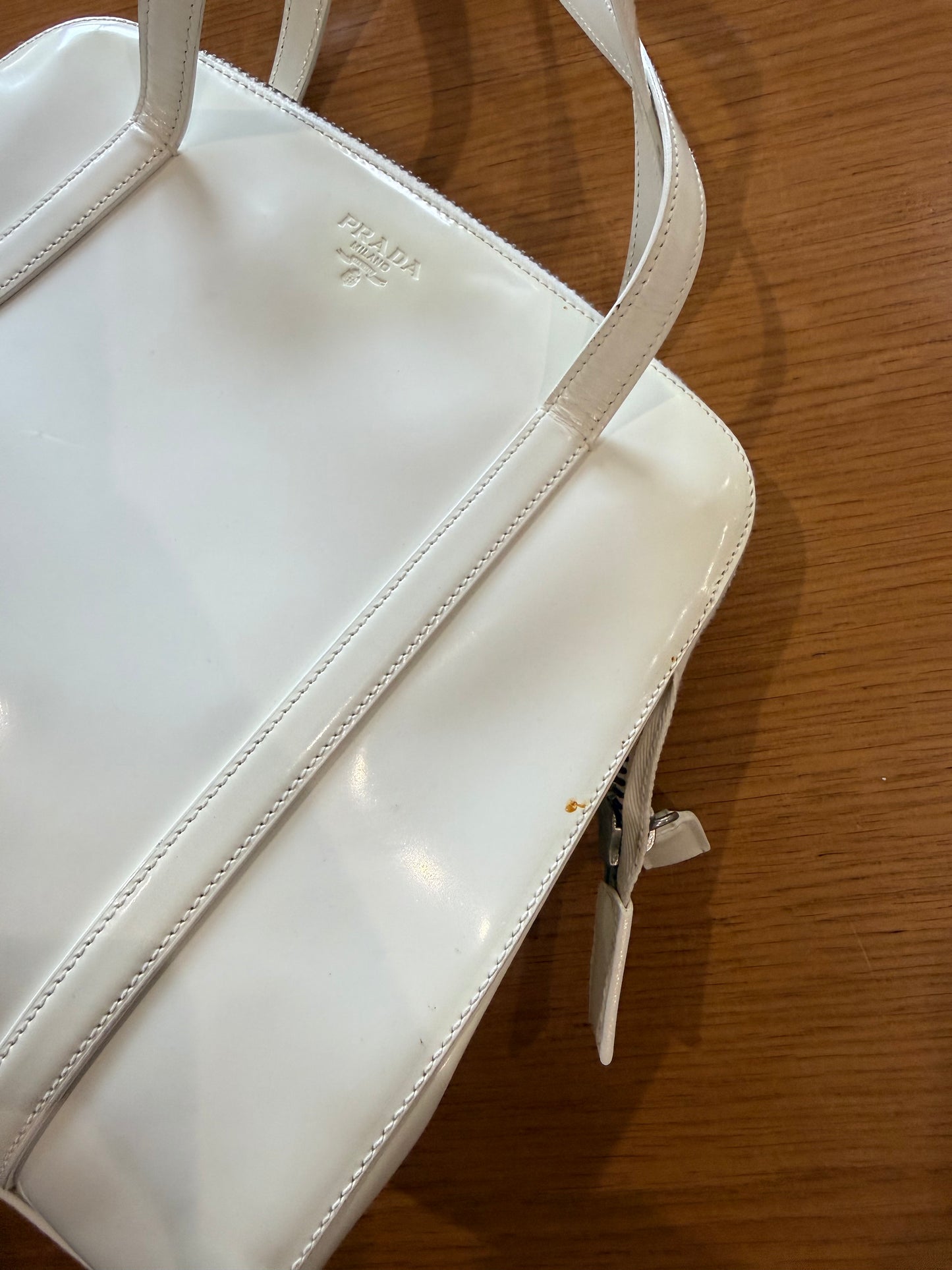 Vintage Prada White Spazzalato Bag, 1995