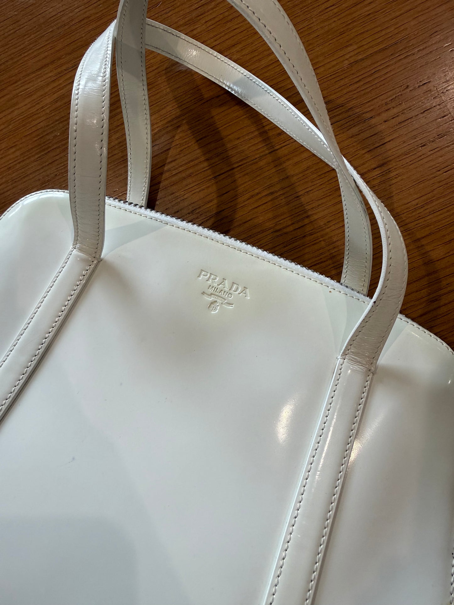 Vintage Prada White Spazzalato Bag, 1995