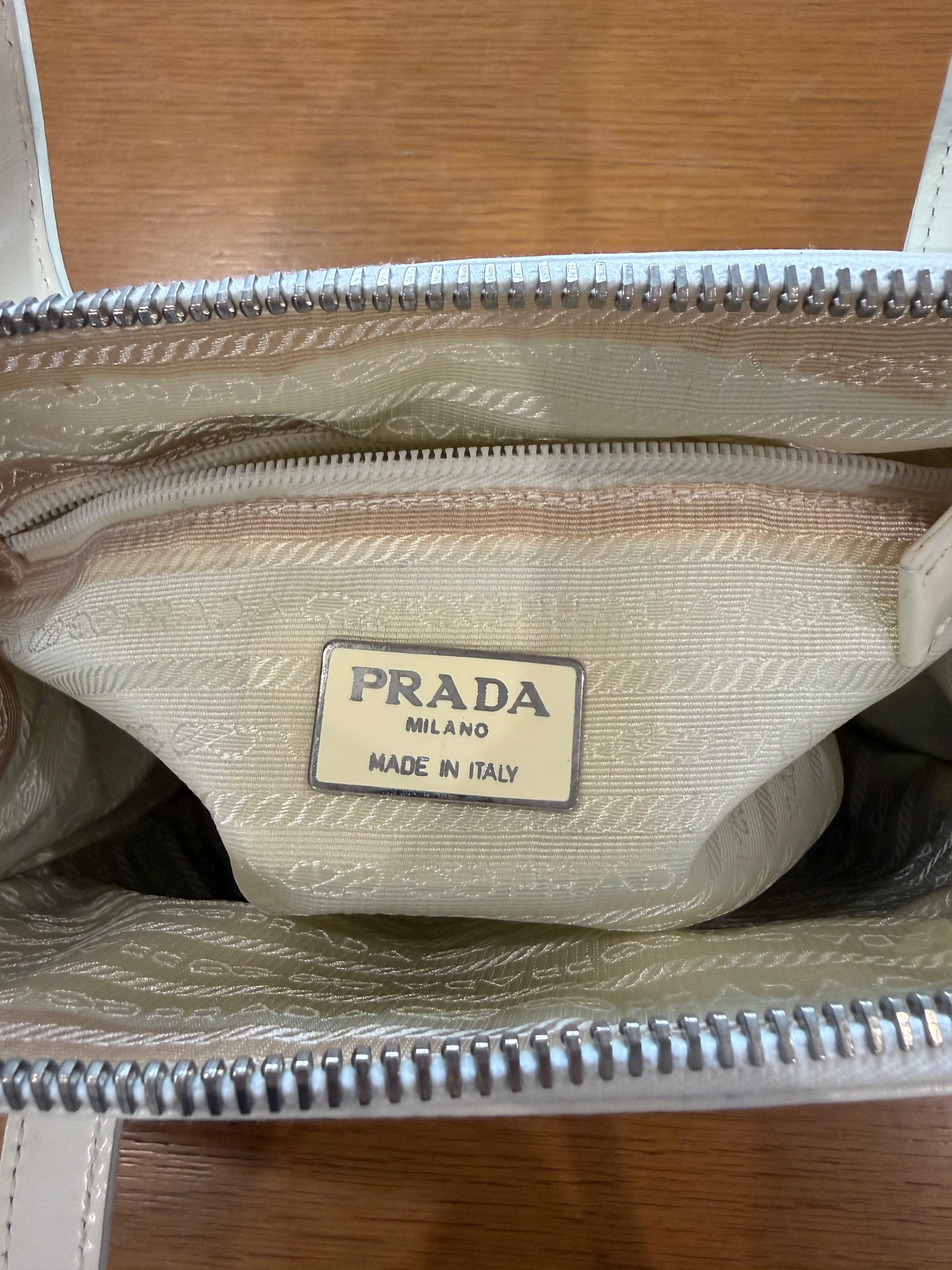 Vintage Prada White Spazzalato Bag, 1995