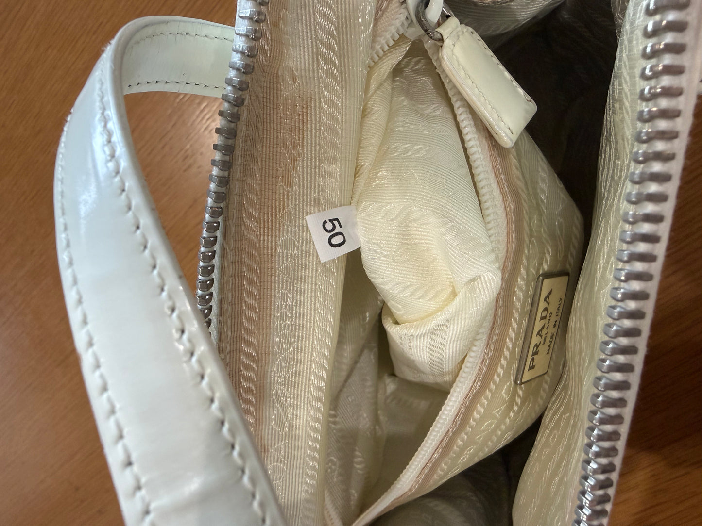 Vintage Prada White Spazzalato Bag, 1995