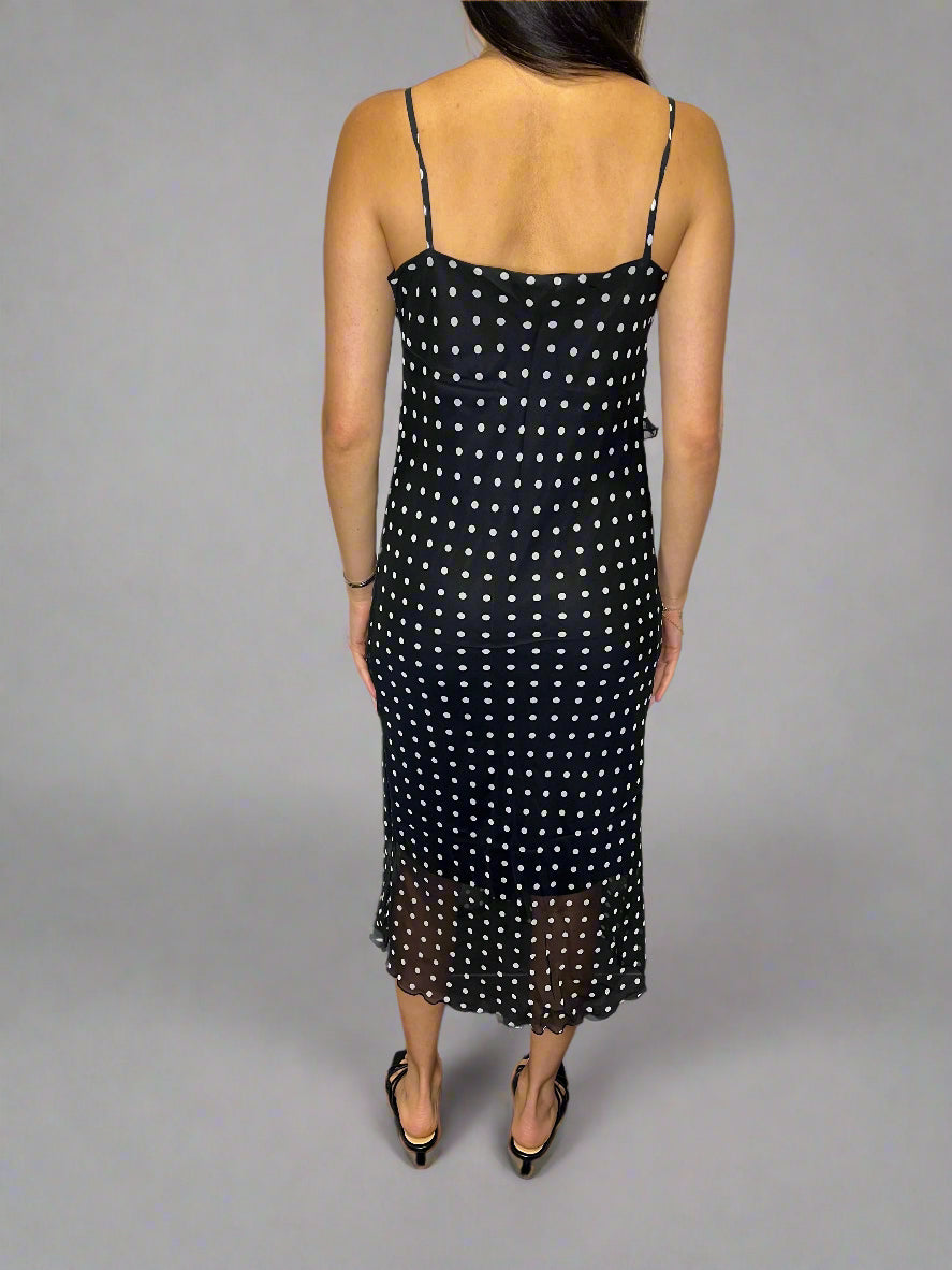 Vintage Polka Dot Ruffle Slip Dress, 1990s/early 2000s