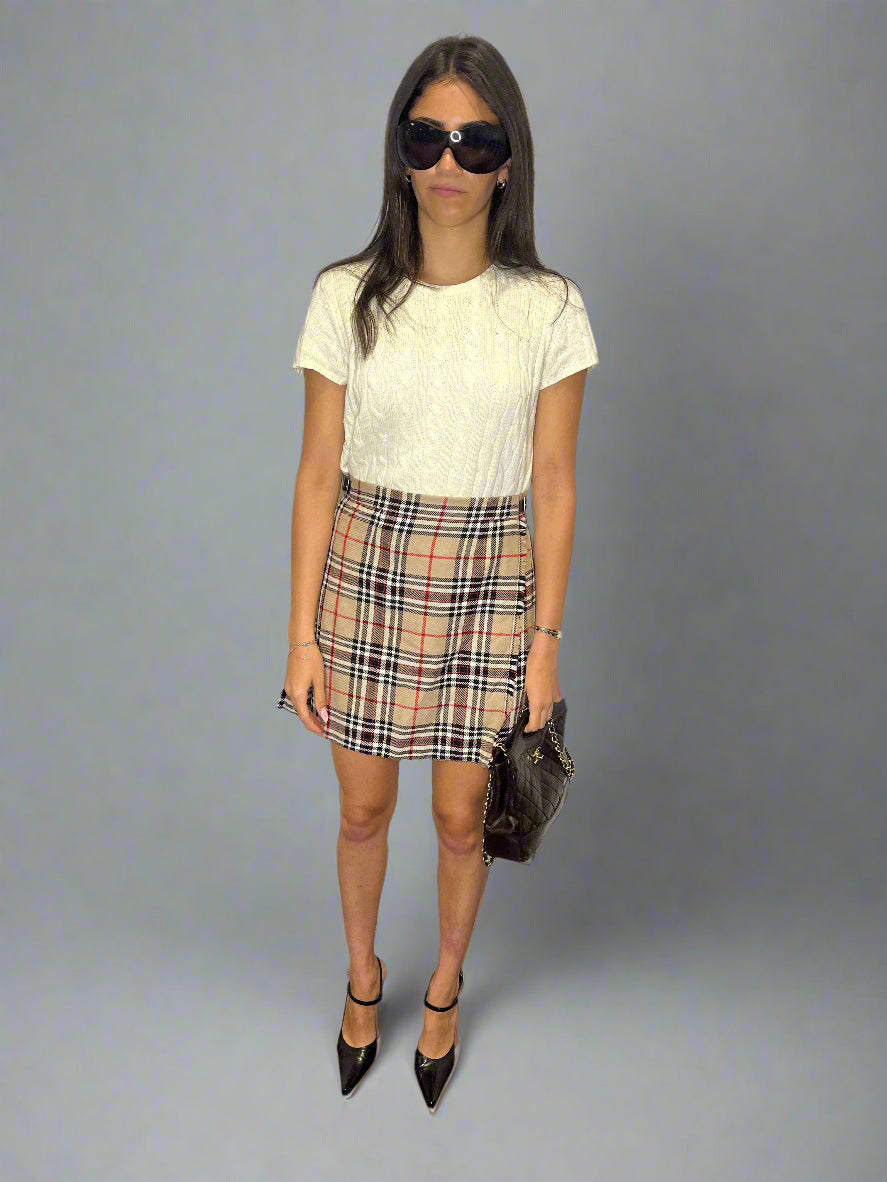 Vintage Burberry-esque Wool Tartan Kilt, Made in Scotland