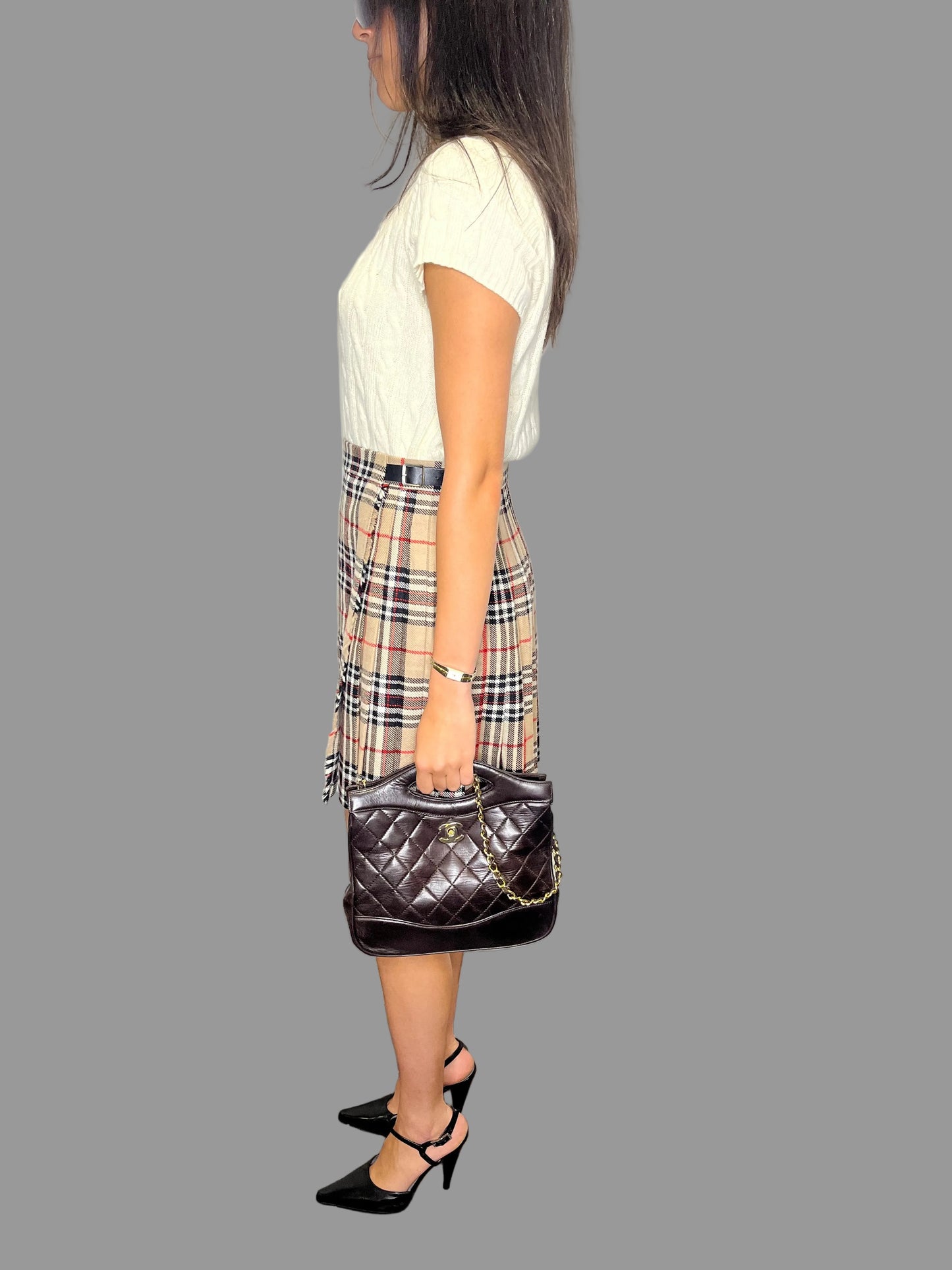 Vintage Burberry-esque Wool Tartan Kilt, Made in Scotland
