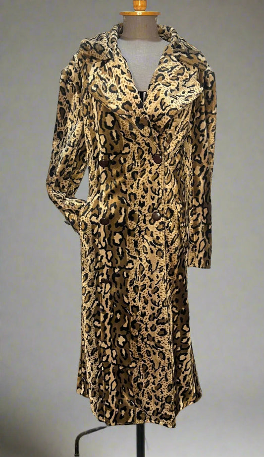 1980s Double Breasted Faux Leopard Coat