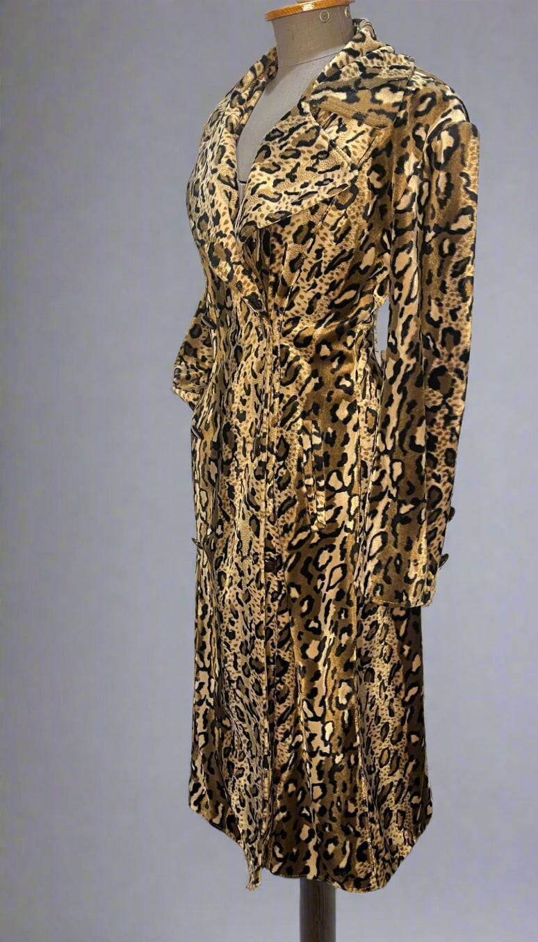 1980s Double Breasted Faux Leopard Coat
