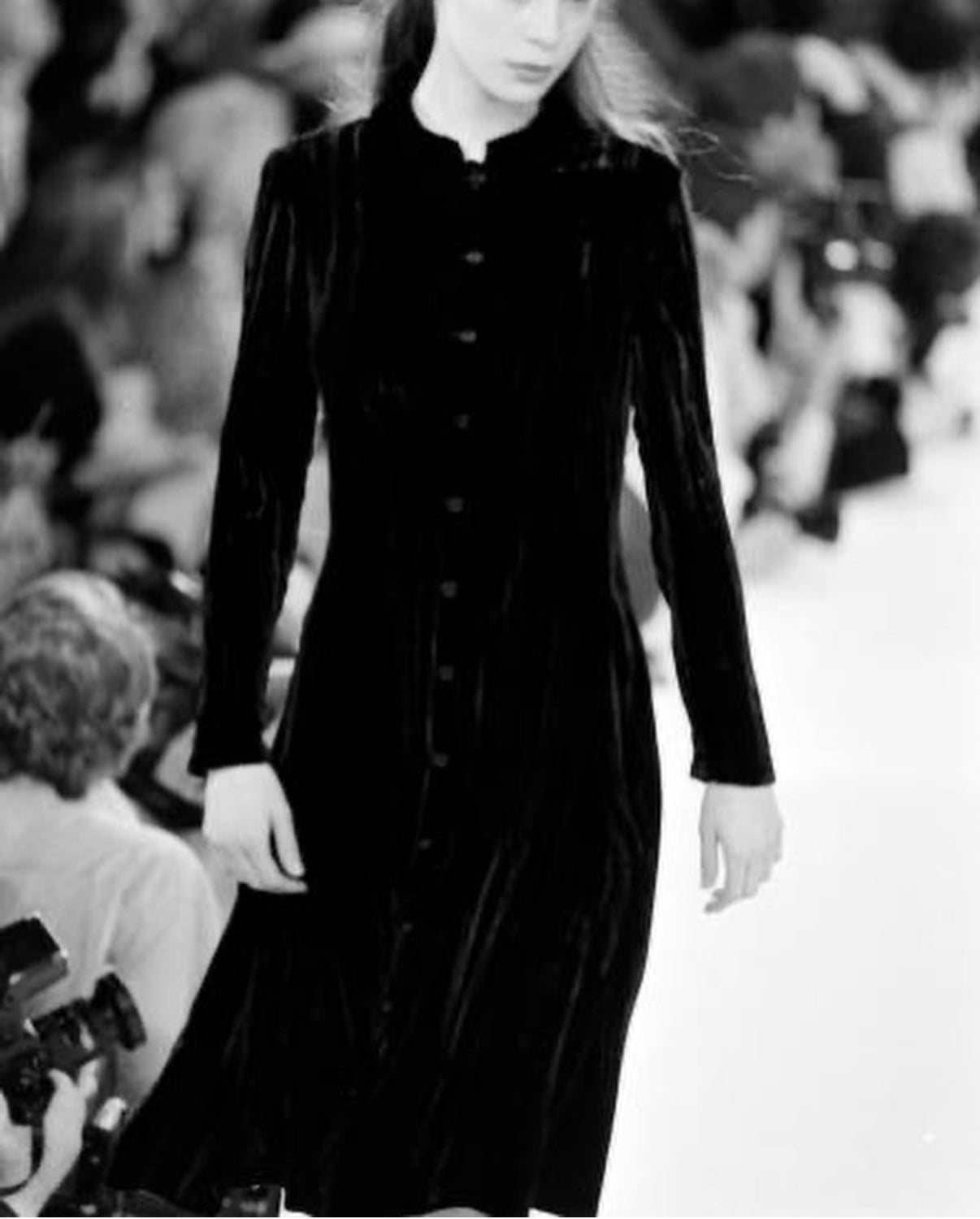 Calvin Klein Collection Late 1994 Rayon/Silk Black Dress