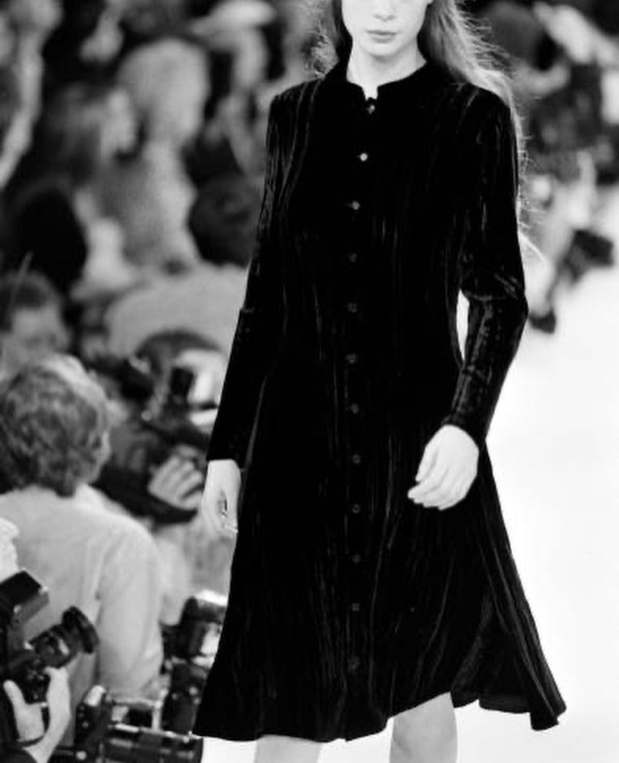 Calvin Klein Collection Late 1994 Rayon/Silk Black Dress