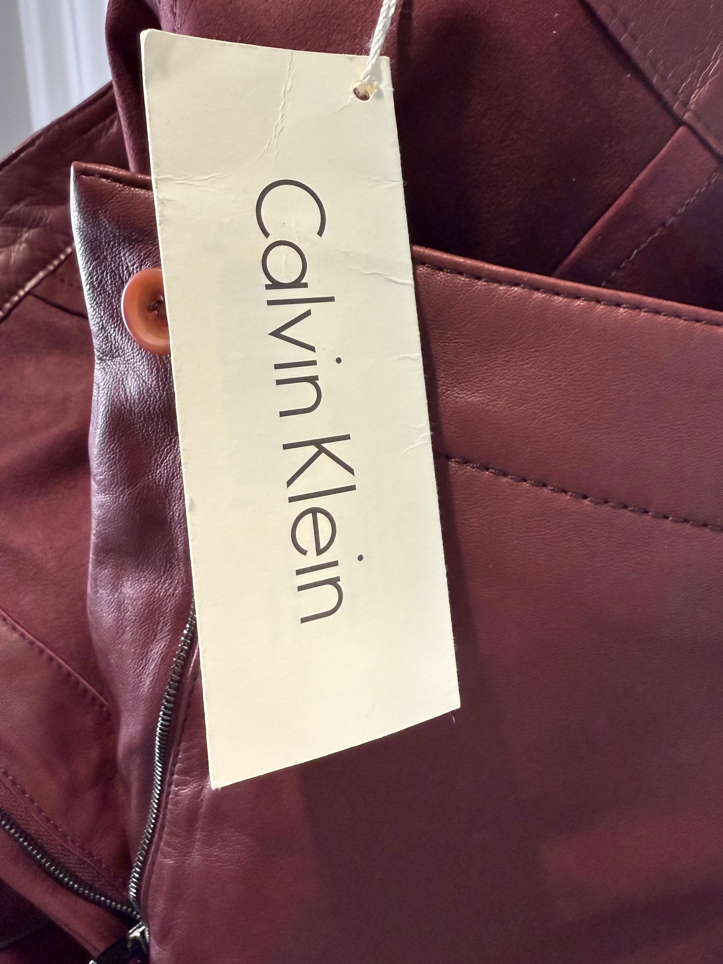 Calvin Klein Collection FW 2003 Burgundy Calf Leather Skirt, BNWT, 6