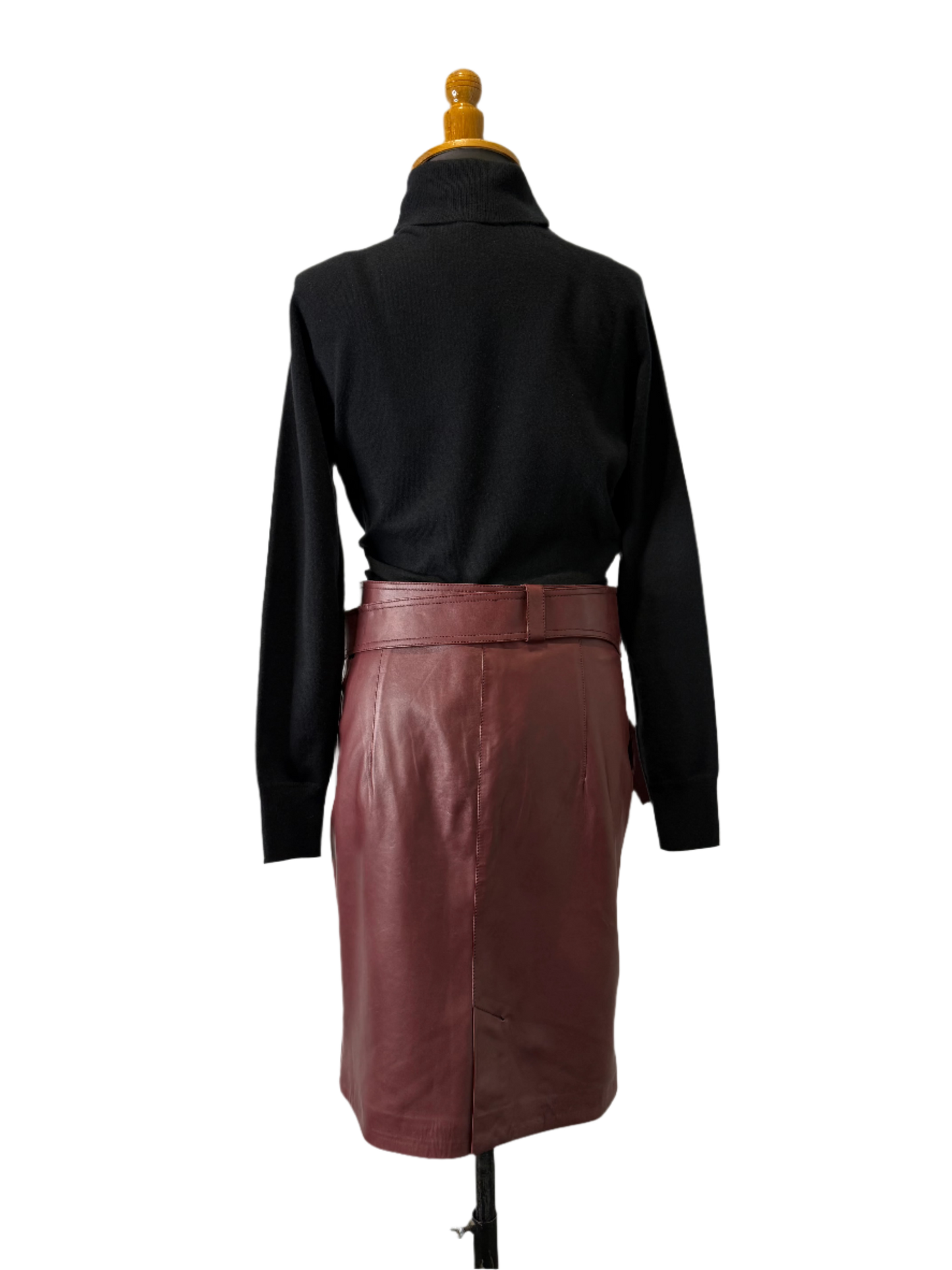 Calvin Klein Collection FW 2003 Burgundy Calf Leather Skirt, BNWT, 6