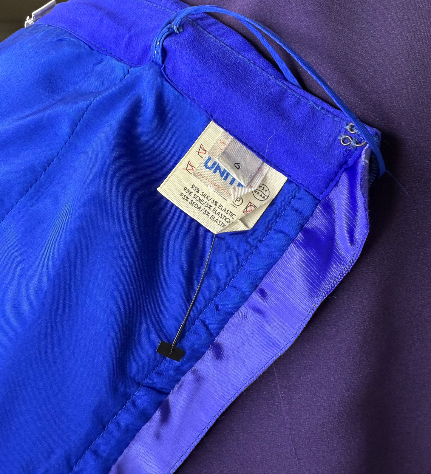 Calvin Klein SS 1997 Electric Blue/Navy Asymmetric Dress