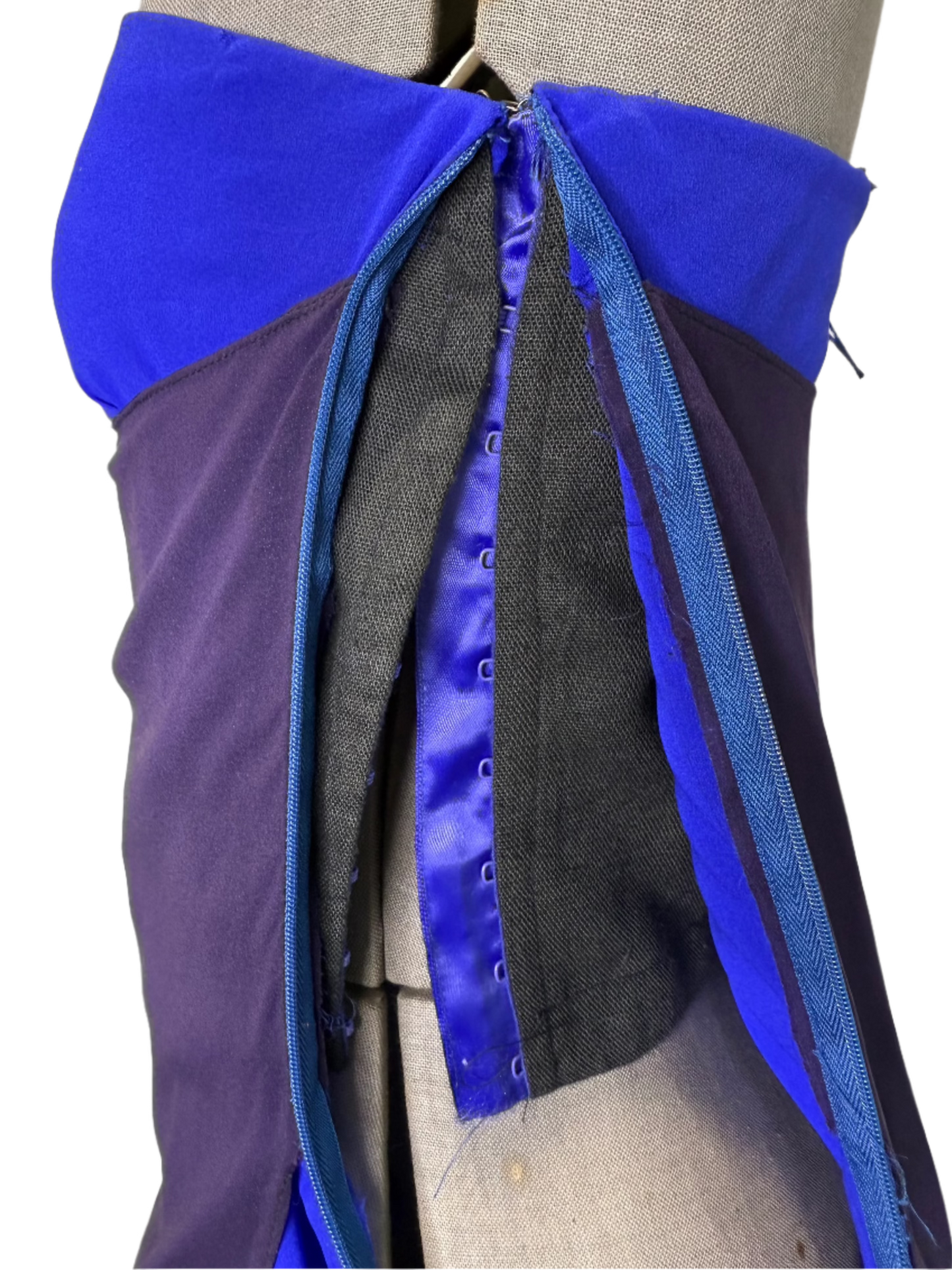 Calvin Klein SS 1997 Electric Blue/Navy Asymmetric Dress