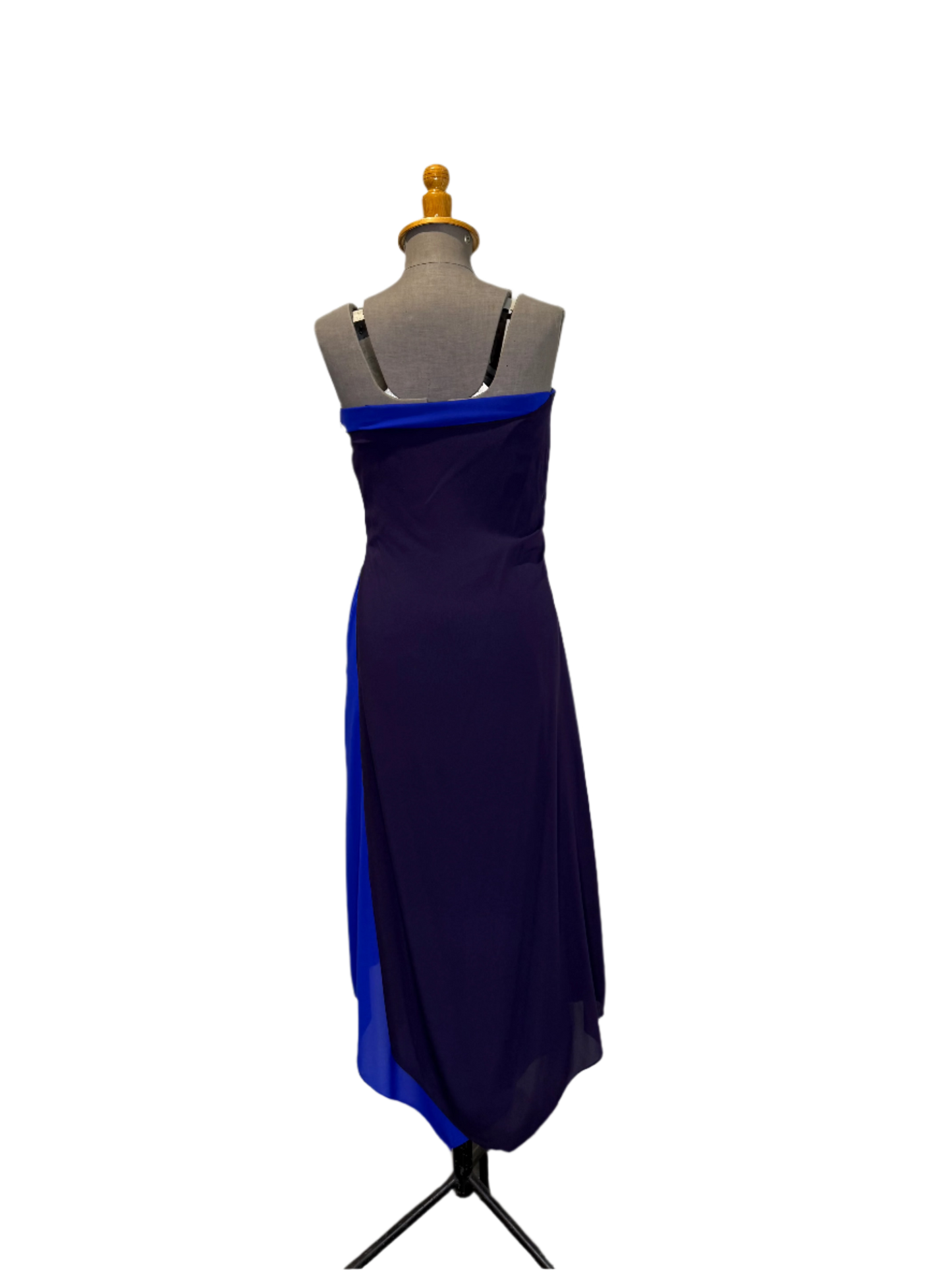 Calvin Klein SS 1997 Electric Blue/Navy Asymmetric Dress