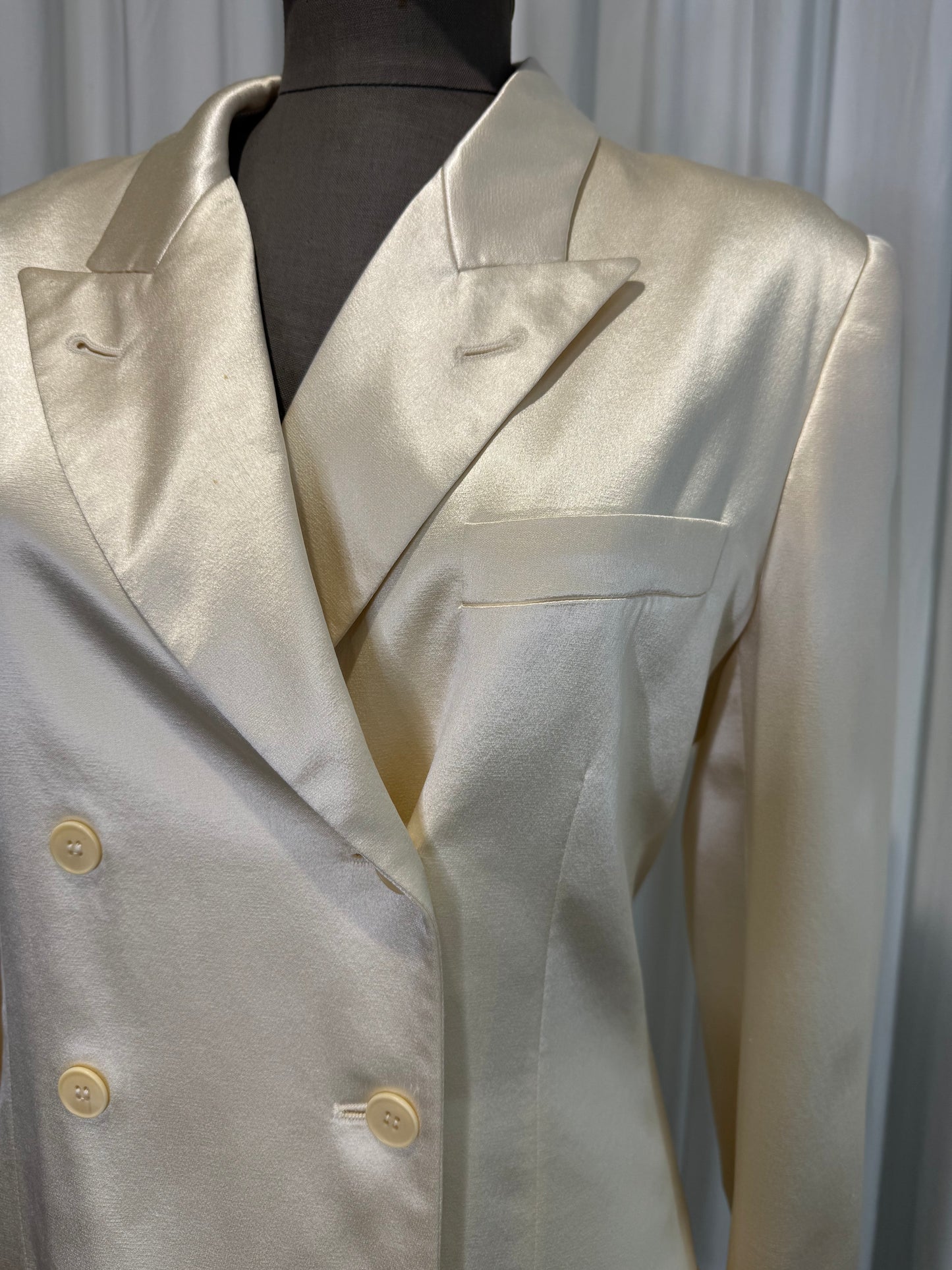 Calvin Klein 1990 Campaign White Silk Blazer