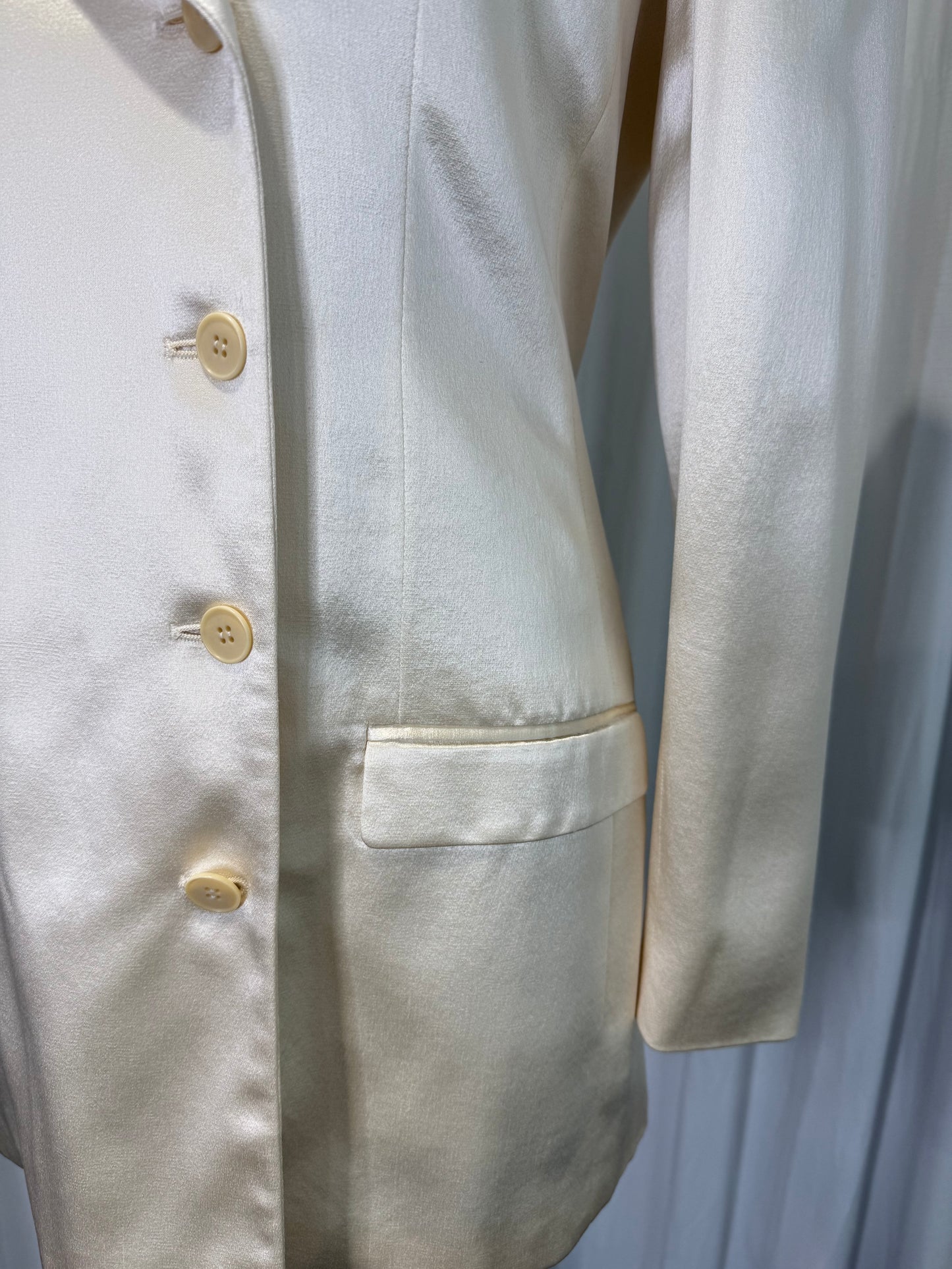 Calvin Klein 1990 Campaign White Silk Blazer