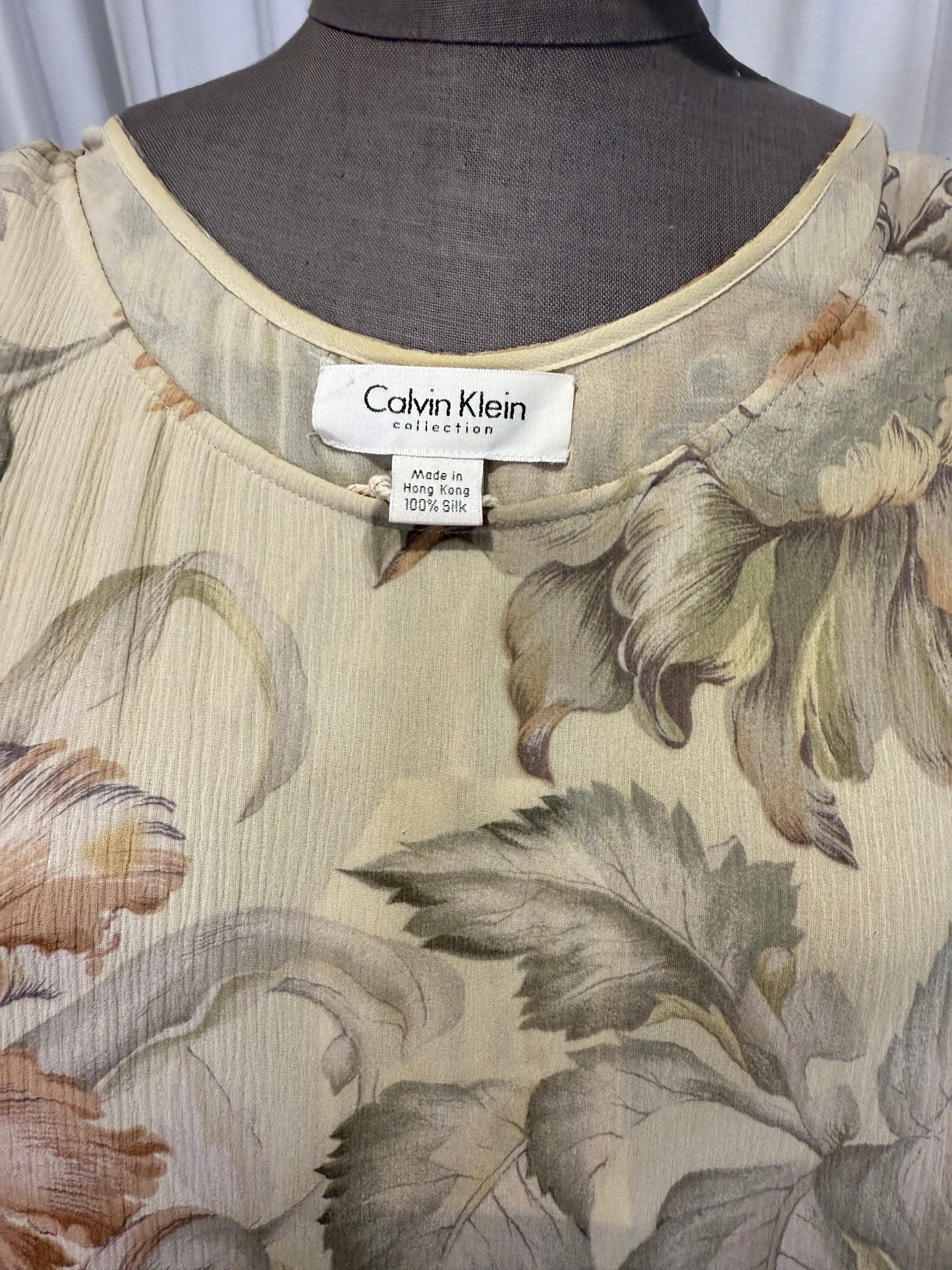Calvin Klein Collection FW 1993 Silk Floral Dress