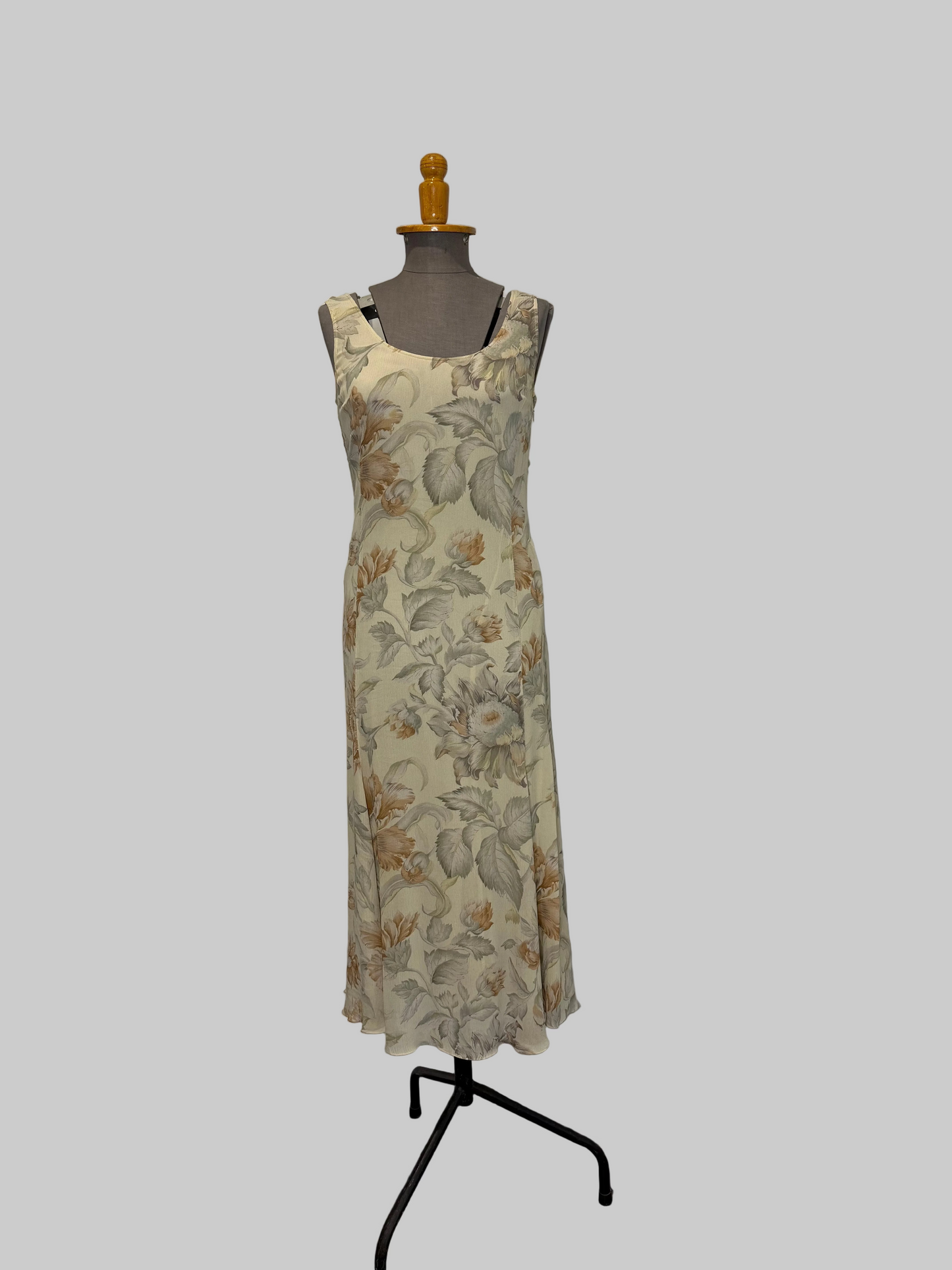 Calvin Klein Collection FW 1993 Silk Floral Dress