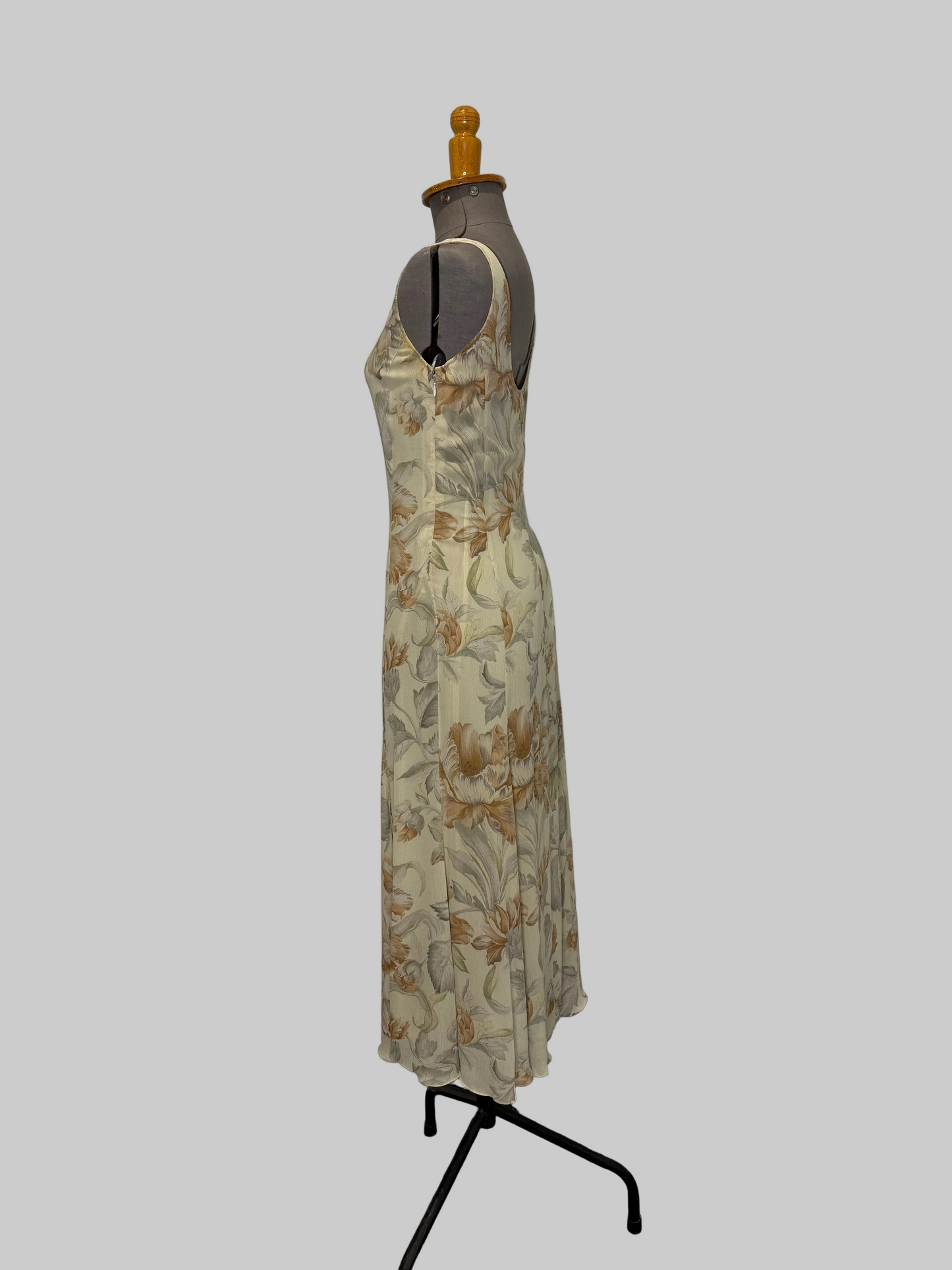 Calvin Klein Collection FW 1993 Silk Floral Dress