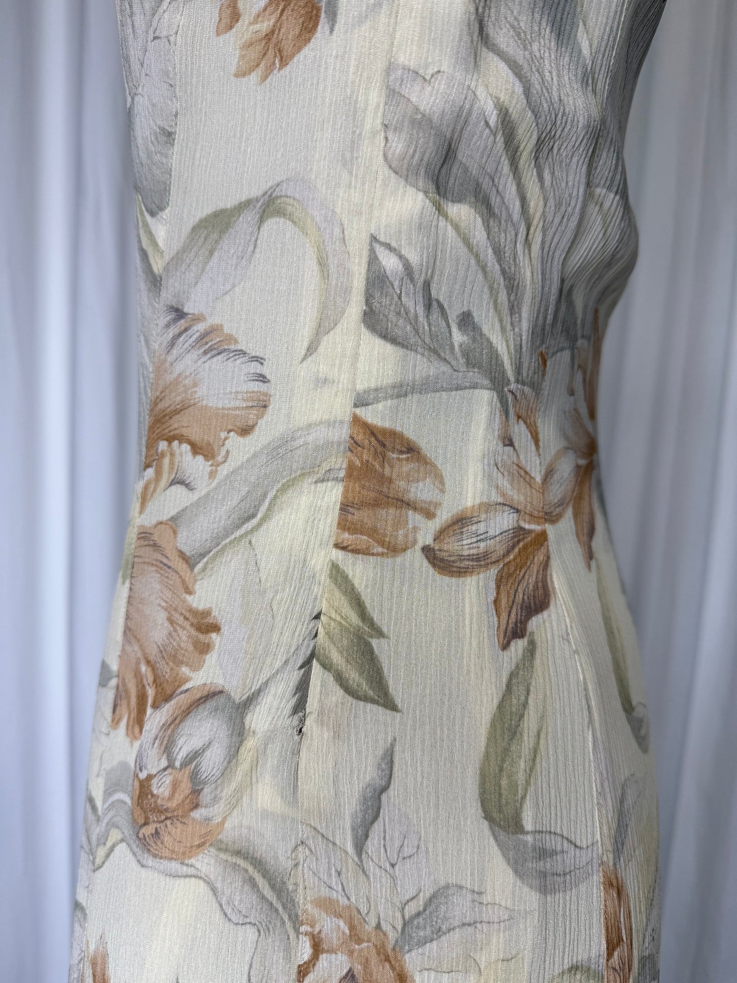 Calvin Klein Collection FW 1993 Silk Floral Dress