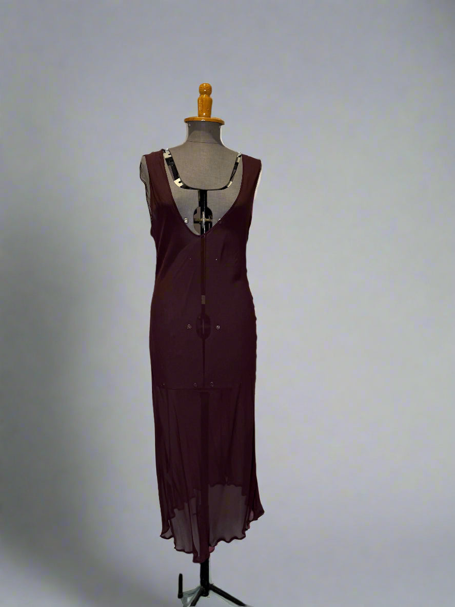 Calvin Klein Collection FW 2000 Chocolate Brown Runway Asymmetrical Dress