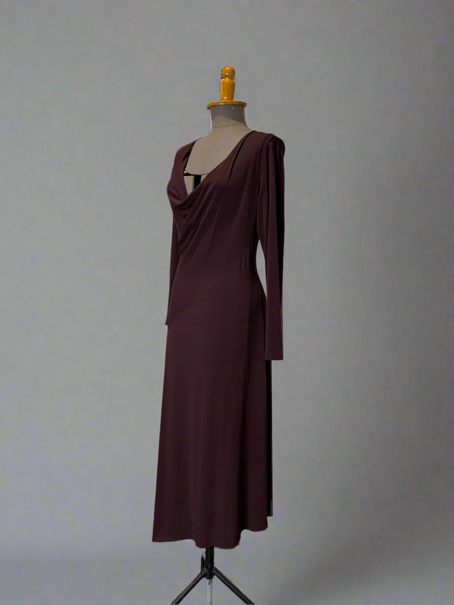 Calvin Klein Collection FW 2000 Chocolate Brown Runway Asymmetrical Dress