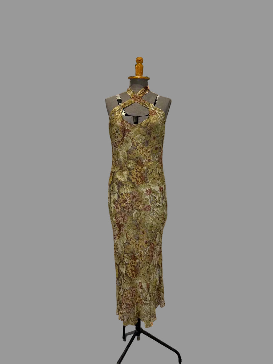 Calvin Klein Collection early 90s Silk Floral Dress, c. 1992