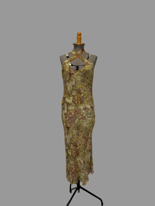 Calvin Klein Collection early 90s Silk Floral Dress, c. 1992